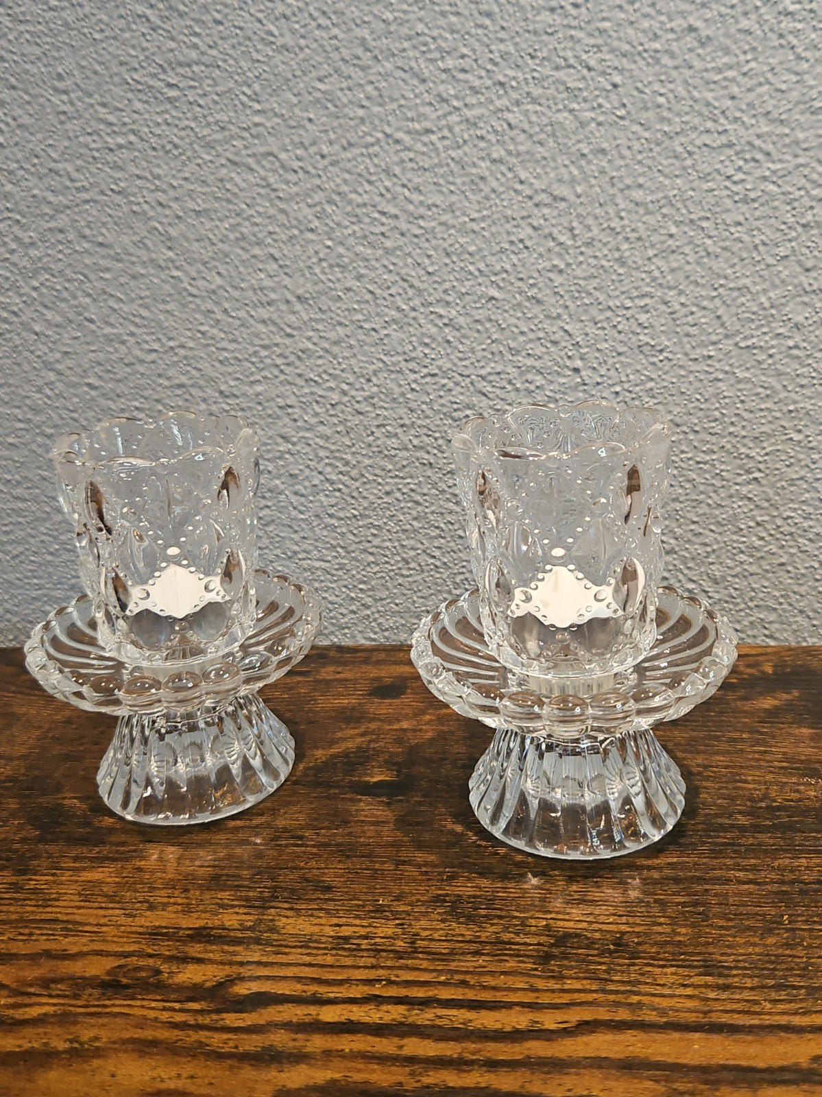 Vintage 1990s PartyLite Quilted Crystal Votive Candle Holder 2 Pc Set #P9246 Vintage 1990s PartyLite Quilted Crystal Votive Candle Holder 2 Pc Set #P9246