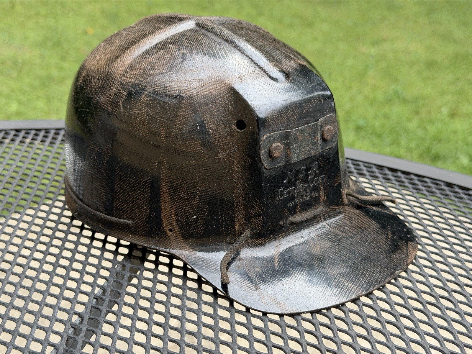 Vintage MSA Comfo Cap Coal Miner Mining Low Vein Helmet Hat Tiger Stripe READ