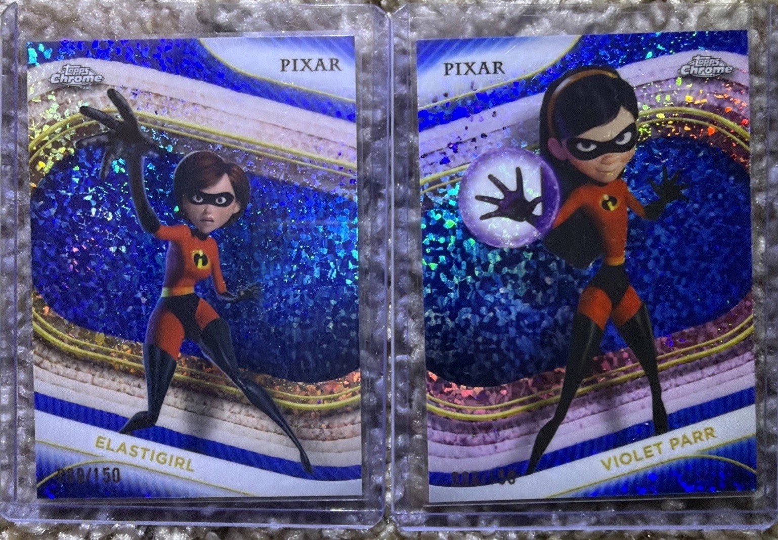 2025 Topps Chrome Disney Violet & Elastigirl #152 #149 Blue Mini Diamonds # /150