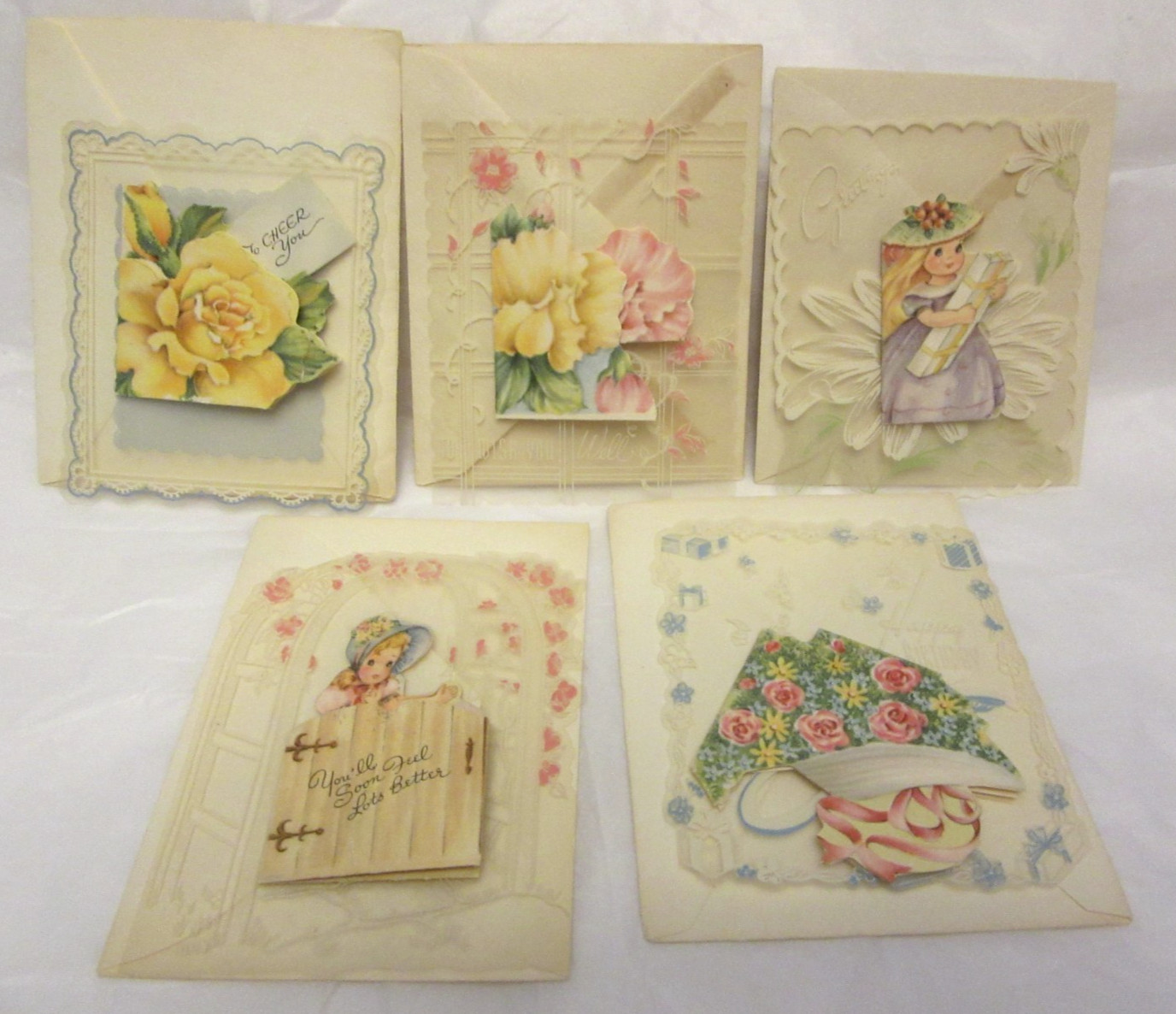 VTG 5 PETITE GREETINGS Cards- 2 Birthday, 3 Feel Better/Get Well - Clear Plastic VTG 5 PETITE GREETINGS Cards- 2 Birthday, 3 Feel Better/Get Well - Clear Plastic