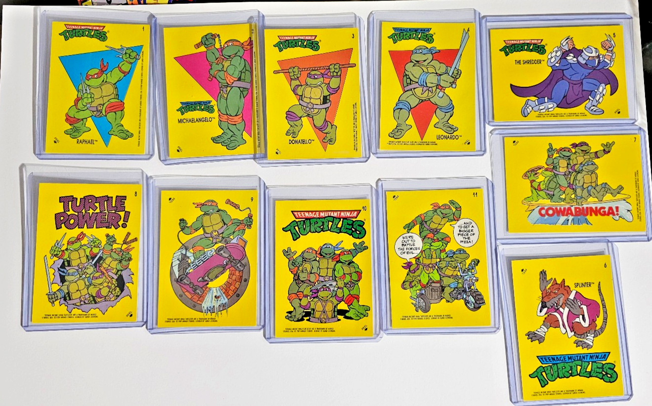 1989 TOPPS TEENAGE MUTANT NINJA TURTLES SERIES 1 STICKER SET (11) 1989 TOPPS TEENAGE MUTANT NINJA TURTLES SERIES 1 STICKER SET (11)