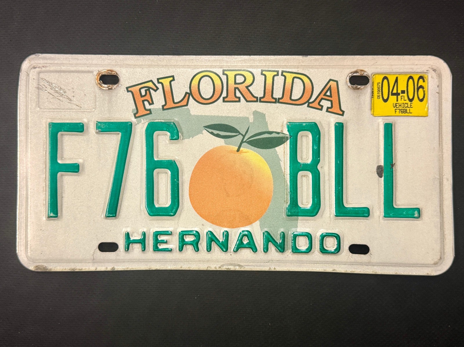 2006 Florida License Plate F76 BLL ... HERNANDO COUNTY, ORANGE & GREEN STATE MAP 2006 Florida License Plate F76 BLL ... HERNANDO COUNTY, ORANGE & GREEN STATE MAP