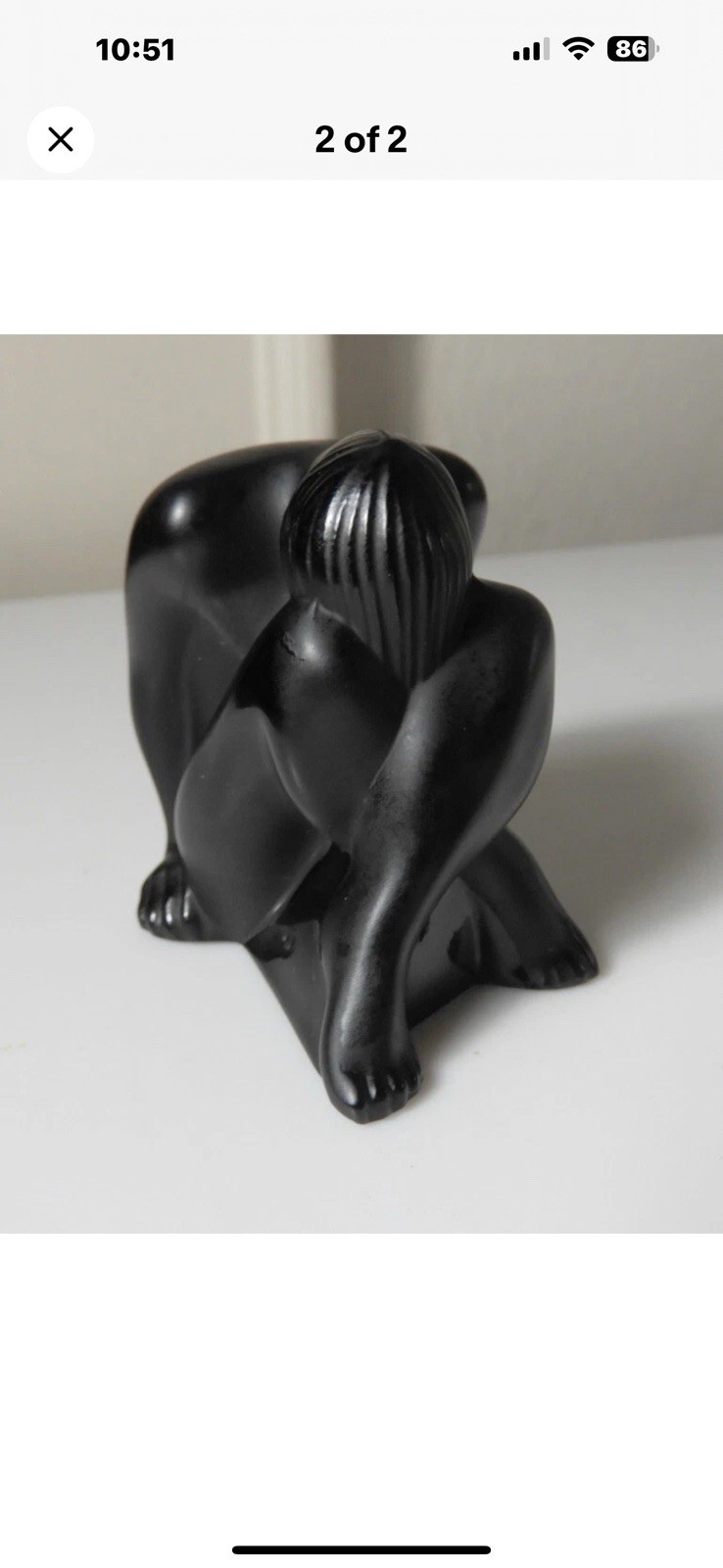 LALIQUE STATUETTE NU ASSIS NOIR Sitting Nude Black Figurine~NEW SEALED BOX W/TAG
