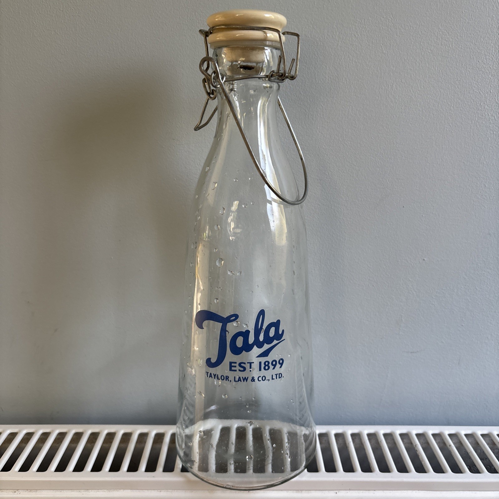 Vintage Tala Glass Milk Bottle Swing Top Taylor Law & Co Mid Century Kitchenalia Vintage Tala Glass Milk Bottle Swing Top Taylor Law & Co Mid Century Kitchenalia
