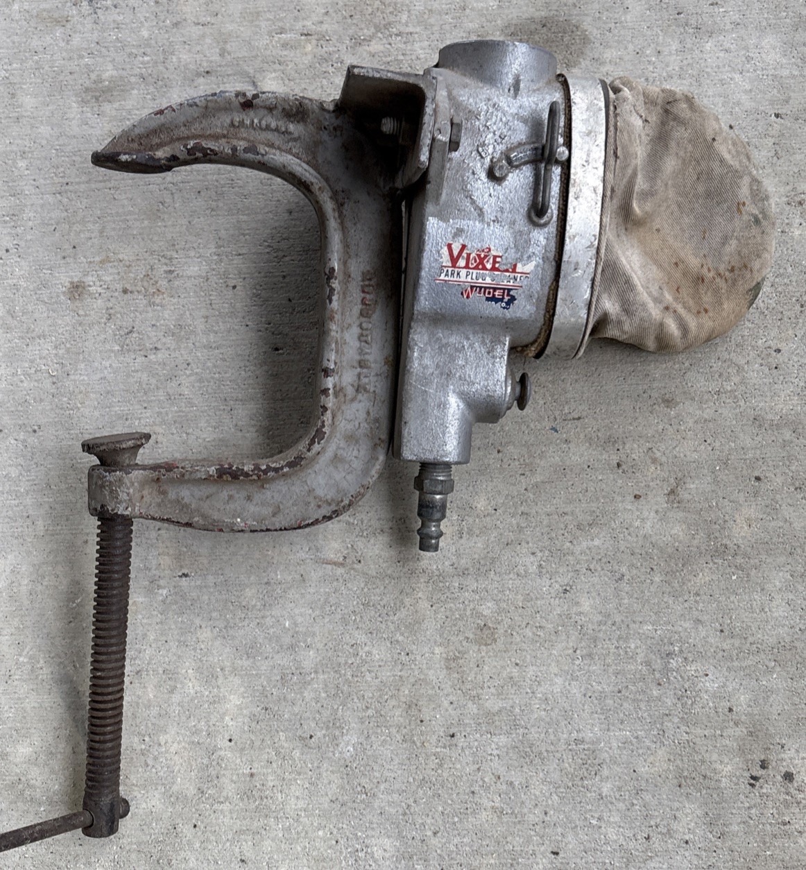 Vintage Vixen Spark Plug Cleaner Edmund J Wudel USA Antique Classic W/4” C Clamp
