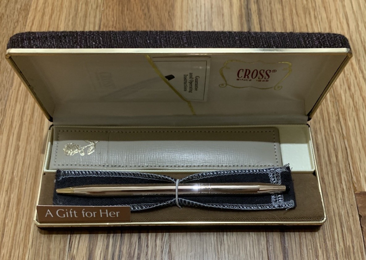 CROSS Ladies 14kt Gold Filled Rose Design Pen With Gold Trim CROSS Ladies 14kt Gold Filled Rose Design Pen With Gold Trim