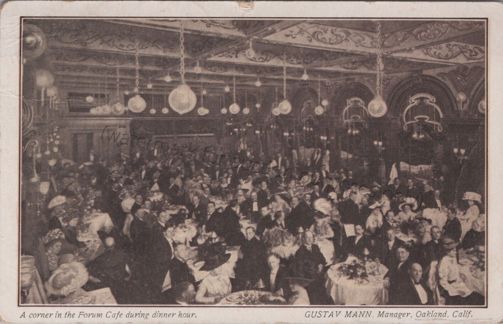 Oakland, CA: The Forum Cafe, Interior, 1909 - Alameda Co., California Postcard Oakland, CA: The Forum Cafe, Interior, 1909 - Alameda Co., California Postcard