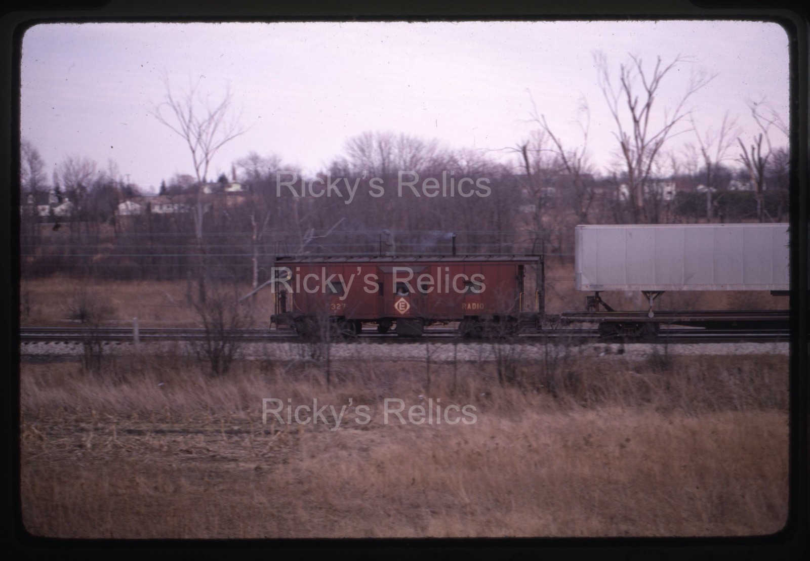 Original Slide EL #C327 Caboose Erie Lackawanna Tallmadge OH 1969 Freight