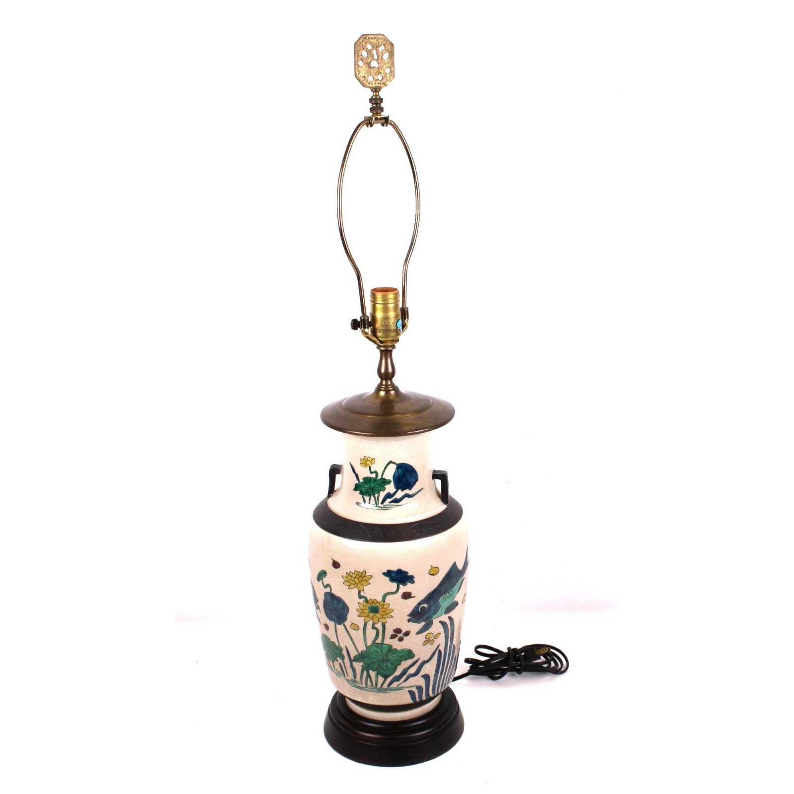 Vintage Wildwood Table Lamp Fish And Flower Motif Theme Lamp Fish Theme Lamp