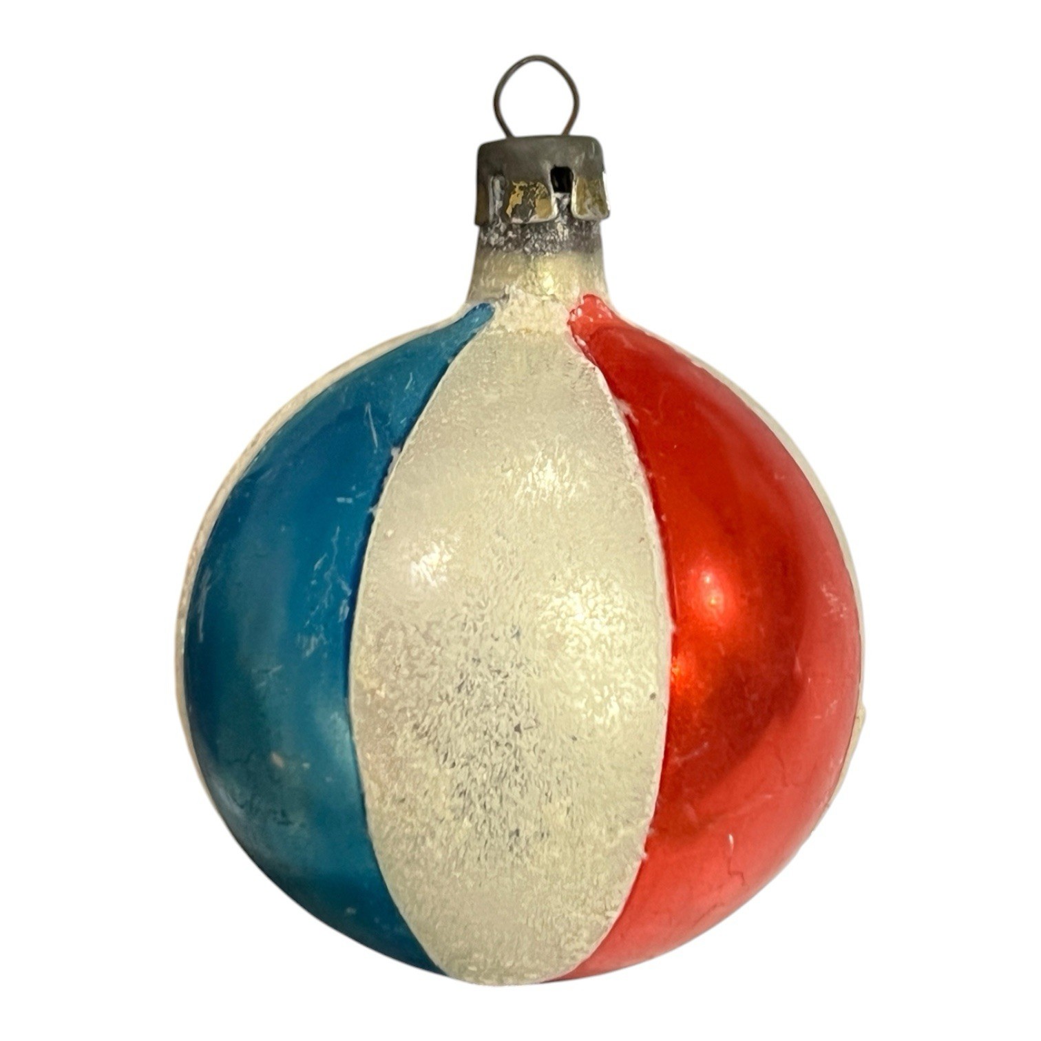 Vintage Mini Fantasia Brand Polish Circus Stripe Mica Glass Ornament