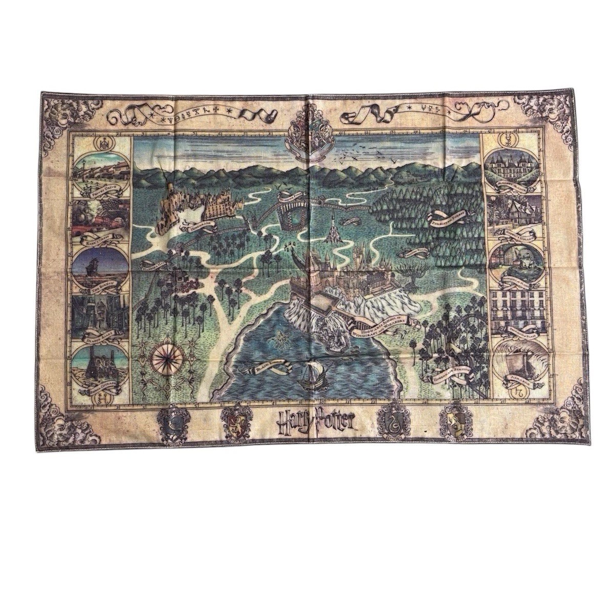 New - 2012 Warner Bros Harry Potter Hogwarts Canvas Wall Map 36\ New - 2012 Warner Bros Harry Potter Hogwarts Canvas Wall Map 36\