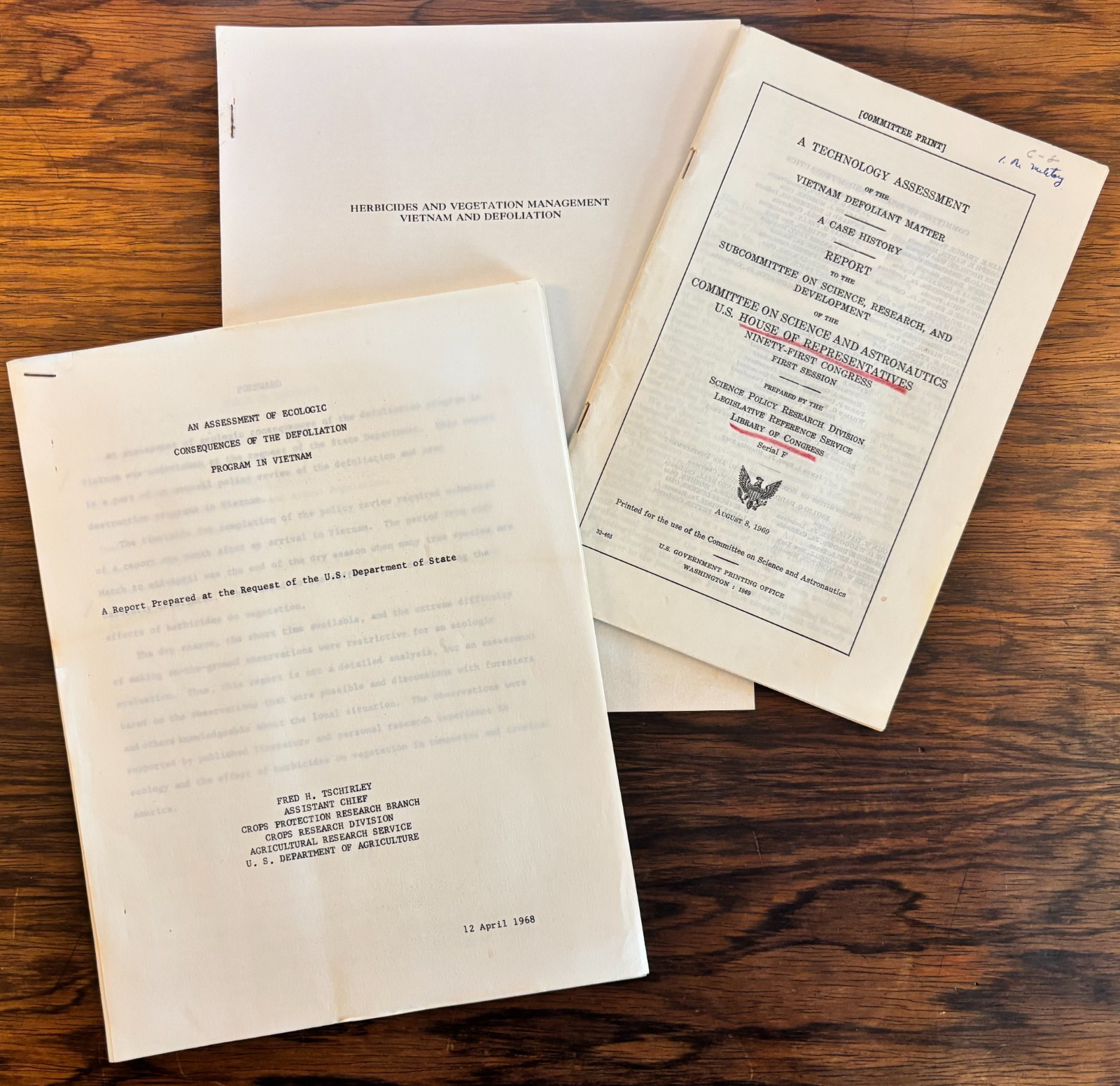 1968 VIETNAM WAR AGENT ORANGE ECOLOGICAL DAMAGE US STATE DEPT HOUSE REP SCIENCE