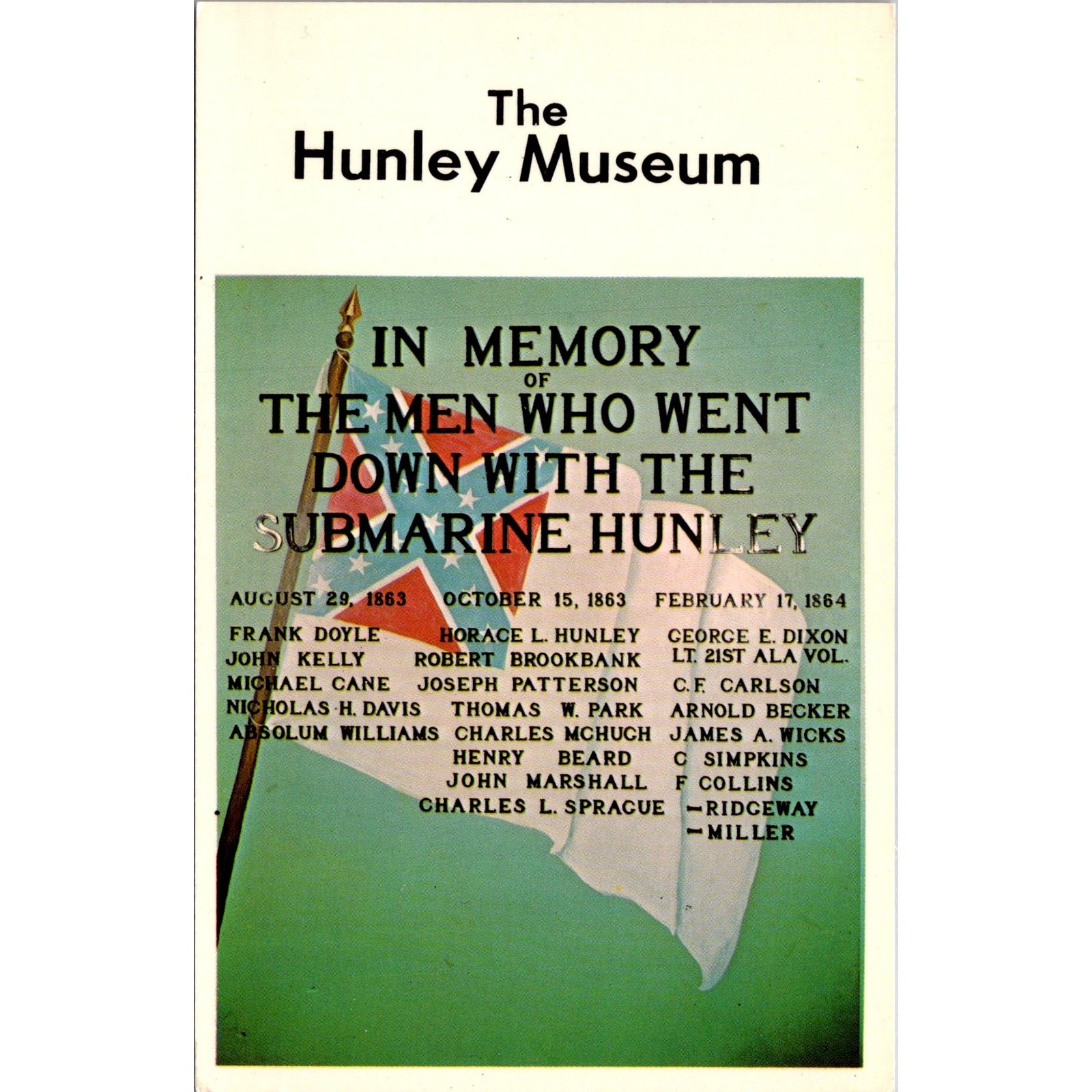 The Hunley Museum Broad & Church Streets Charleston SC Vintage Postcard SP9-2