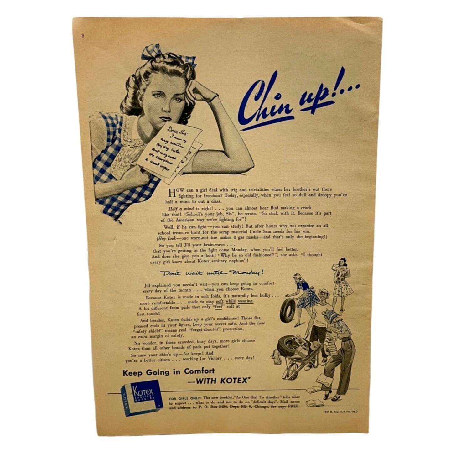 Kotex Sanitary Napkins Vintage Print Ad 1940s Pouting Girl Feminine Hygiene Kotex Sanitary Napkins Vintage Print Ad 1940s Pouting Girl Feminine Hygiene