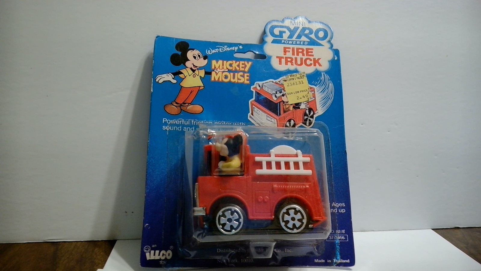 Vintage Disney Mickey Mouse Fire Engine by Illco Gyro Powered - MOC