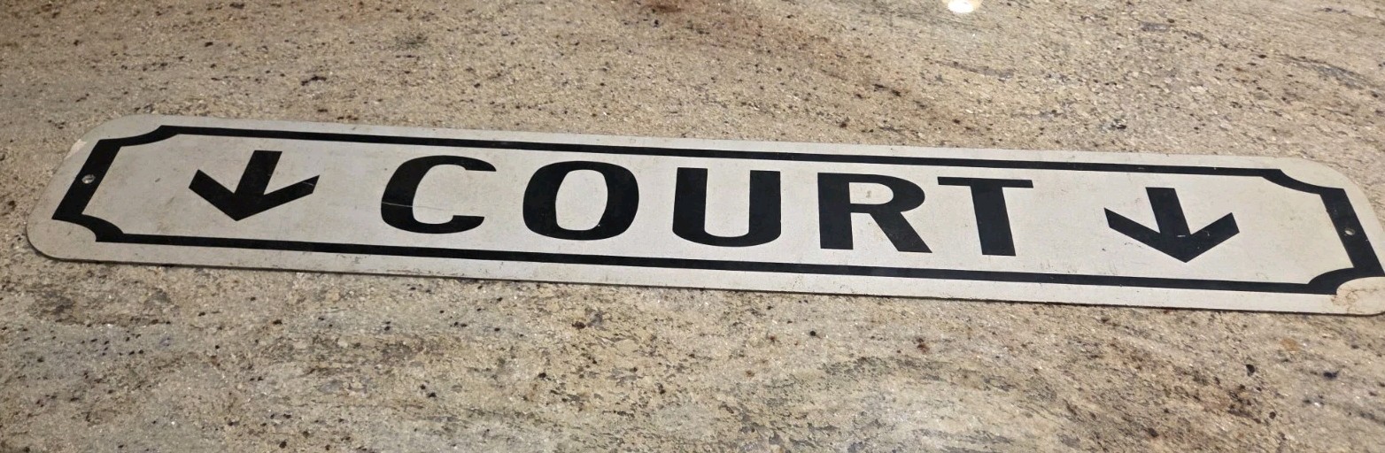 Vintage Rare Court Sign Courthouse Law Street Metal Gas Oil Advertising Vintage Rare Court Sign Courthouse Law Street Metal Gas Oil Advertising
