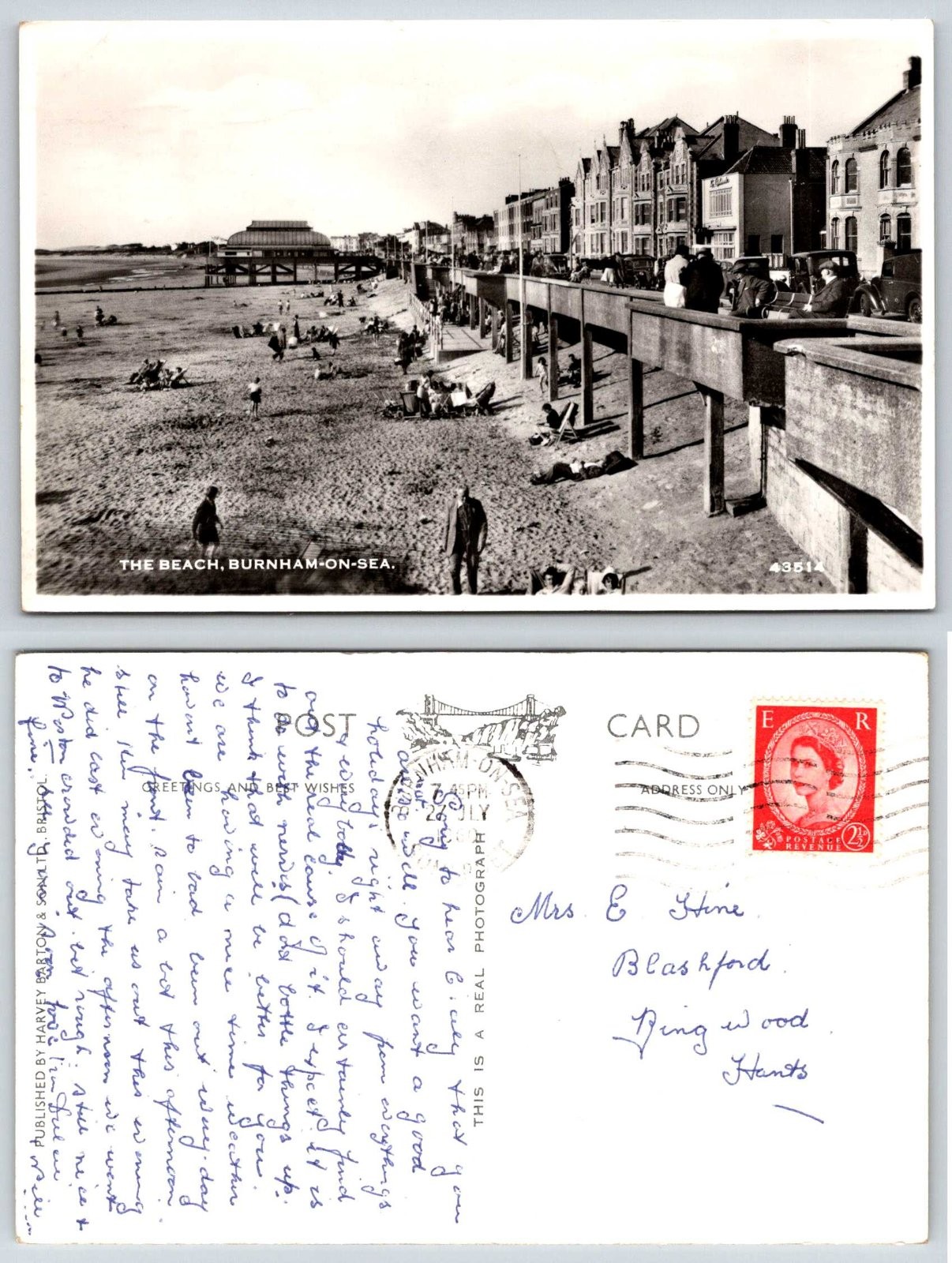 RPPC Burnham-on-Sea Beach Pier Somerset England Postcard AA268