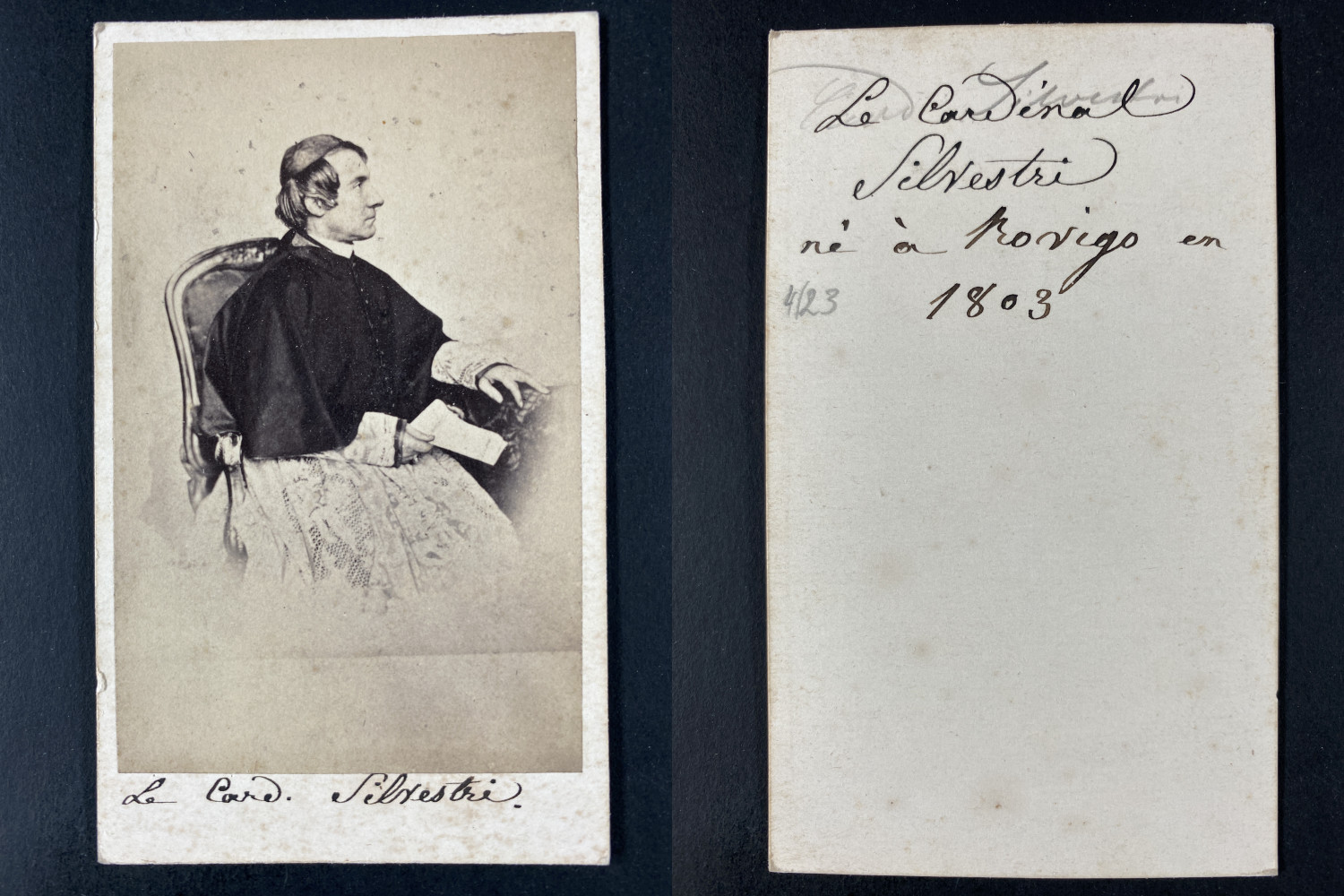 Le cardinal Pietro de Silvestri vintage cdv albumen print.Pietro de Silvestri 