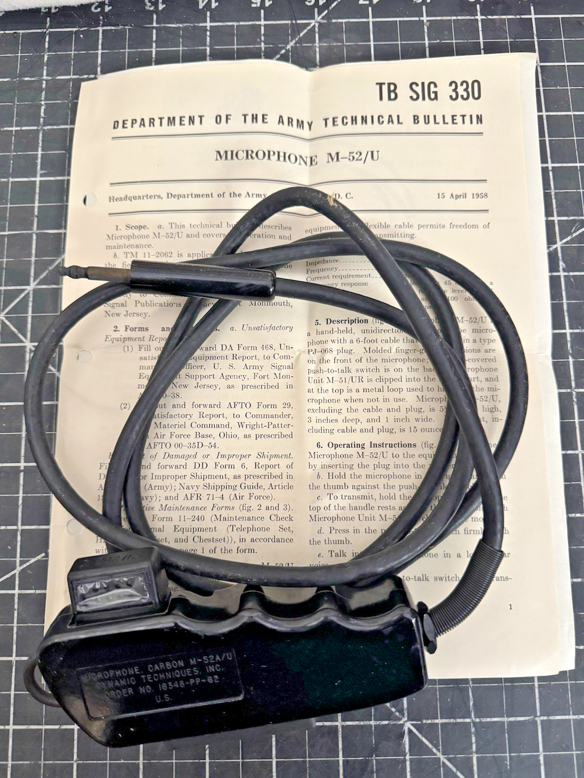 NOS Military M52A/U Carbon Microphone – Sonetronics – U.S. Issue NOS Military M52A/U Carbon Microphone – Sonetronics – U.S. Issue