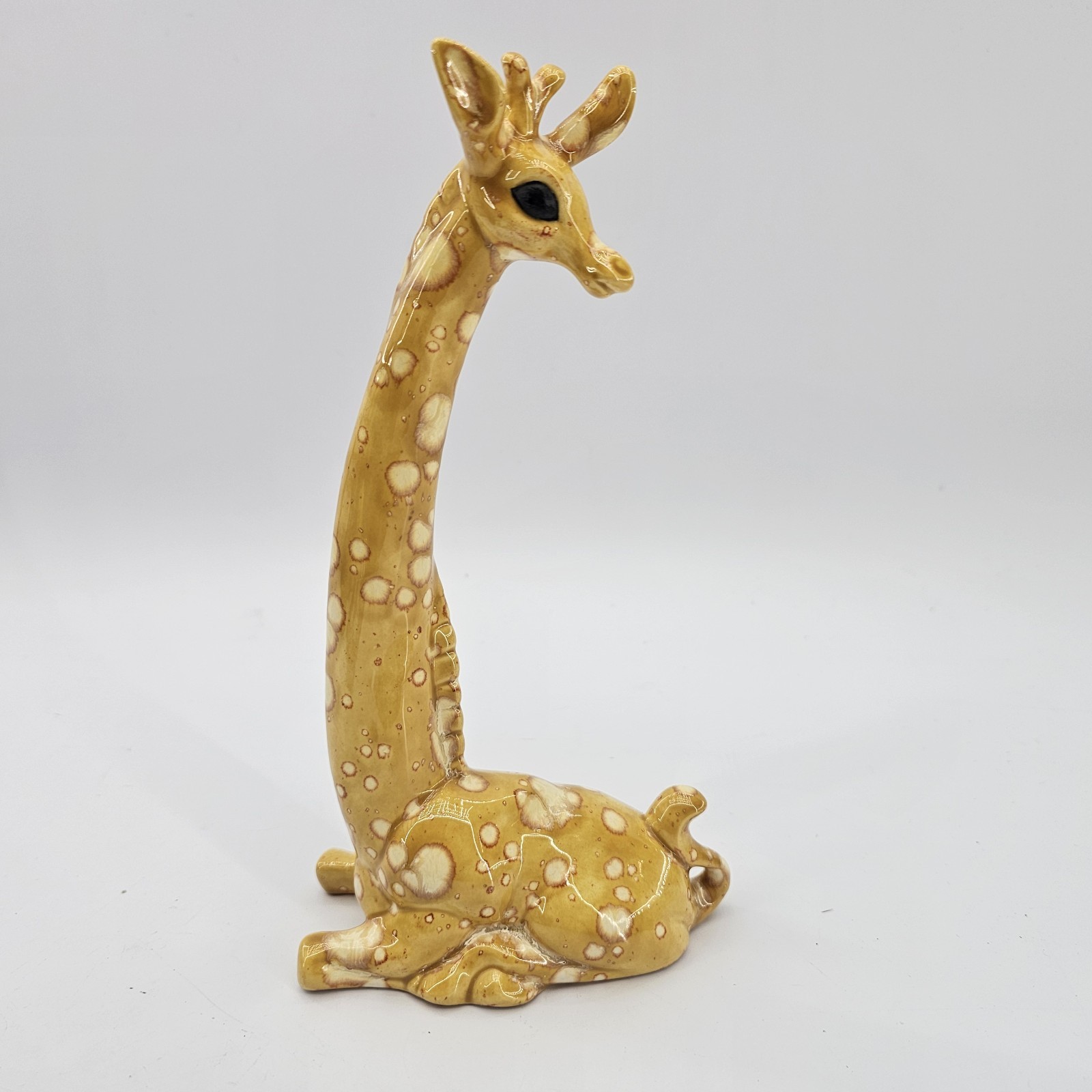 Vintage Yellow Ceramic Sitting Giraffe Figurine 9\