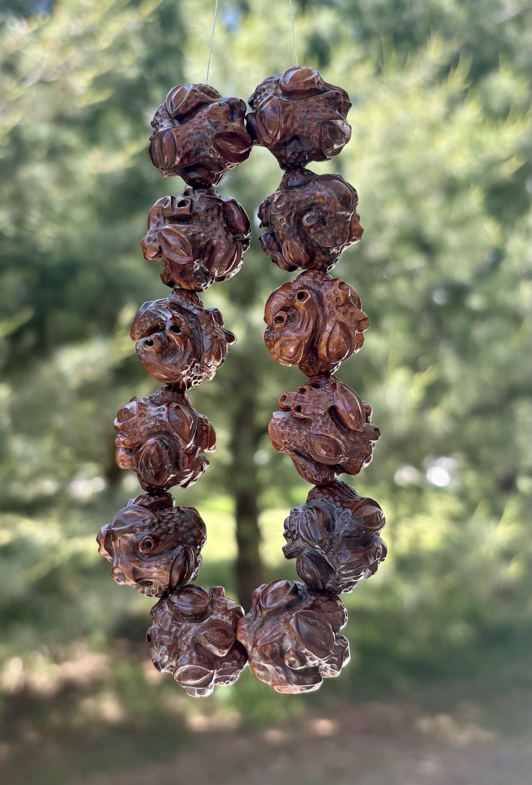 Chinese 19th century Hand Carved Hediao Nut Beads  Miniature Figures Set Of 12🚭
