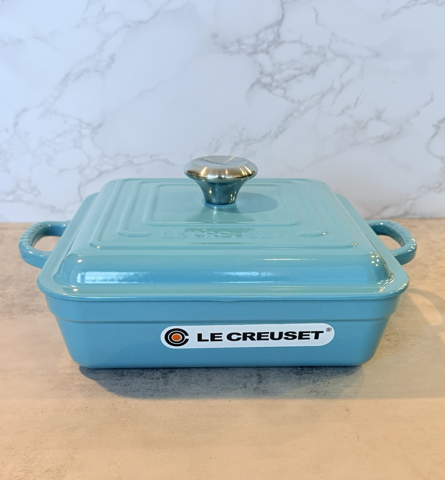 Le Creuset Square Cast Iron Turquoise Blue 3 Qt New Le Creuset Square Cast Iron Turquoise Blue 3 Qt New