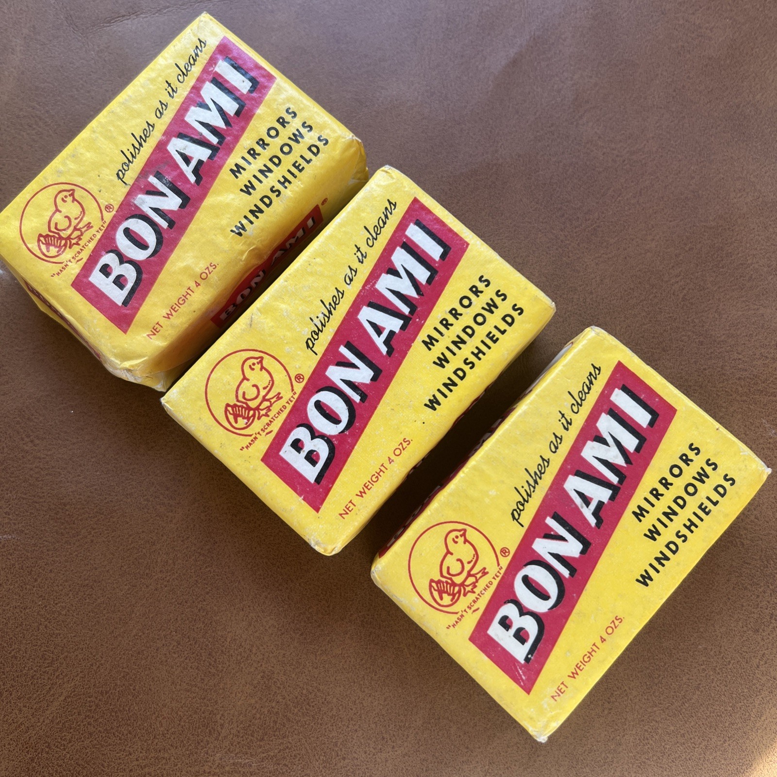 3 Vintage Bon Ami Soap Cake Bar 4oz Mirrors Windows Windshields New 3 Vintage Bon Ami Soap Cake Bar 4oz Mirrors Windows Windshields New