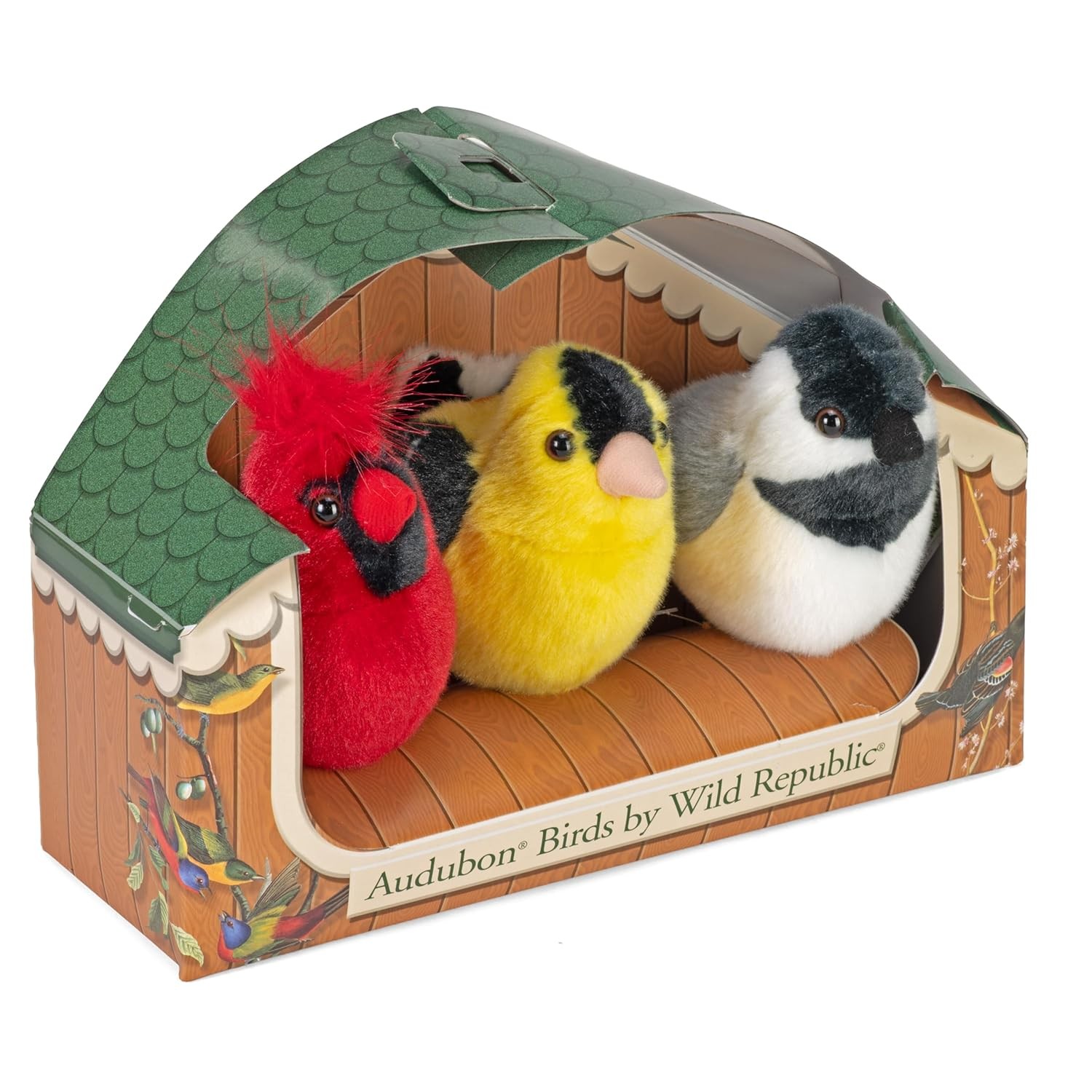 Wild Republic Audubon Birds: Cardinal, Goldfinch, Chickadee 3-Pack