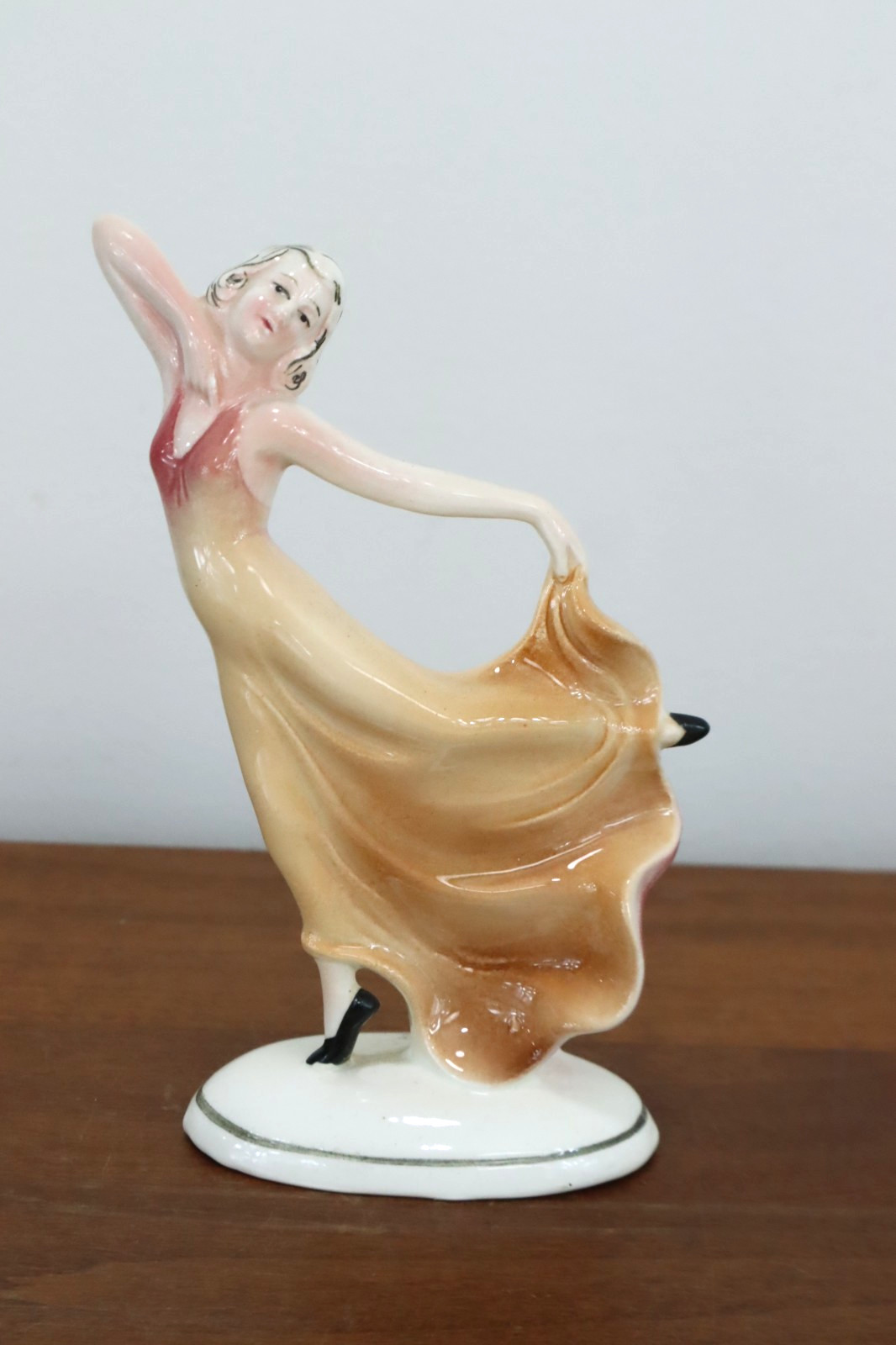 Antique Art Deco Porcelain Figurine Dancing Woman Girl Katzhutte 5 Antique Art Deco Porcelain Figurine Dancing Woman Girl Katzhutte 5