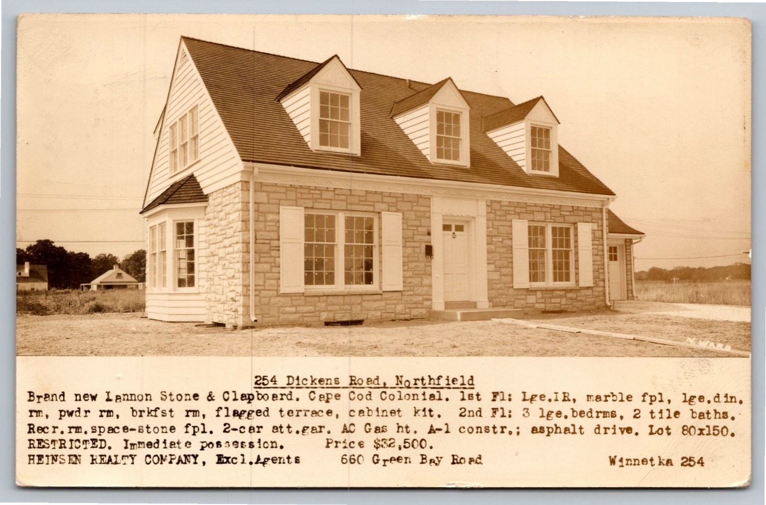 1946 RPPC Northfield IL Cape Cod Colonial House Real Estate Postcard Evanston 1946 RPPC Northfield IL Cape Cod Colonial House Real Estate Postcard Evanston