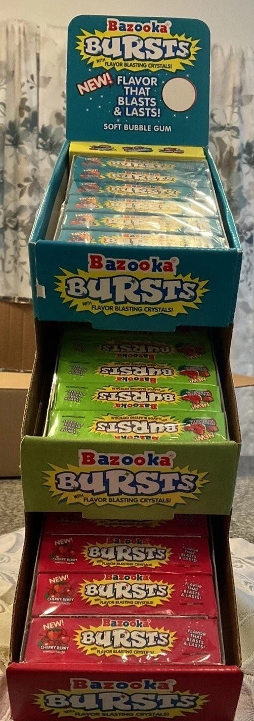 TOPPS BAZOOKA BURST ASST. gum orig. box &display Topps 1994-3 Combo Flavors VNTG