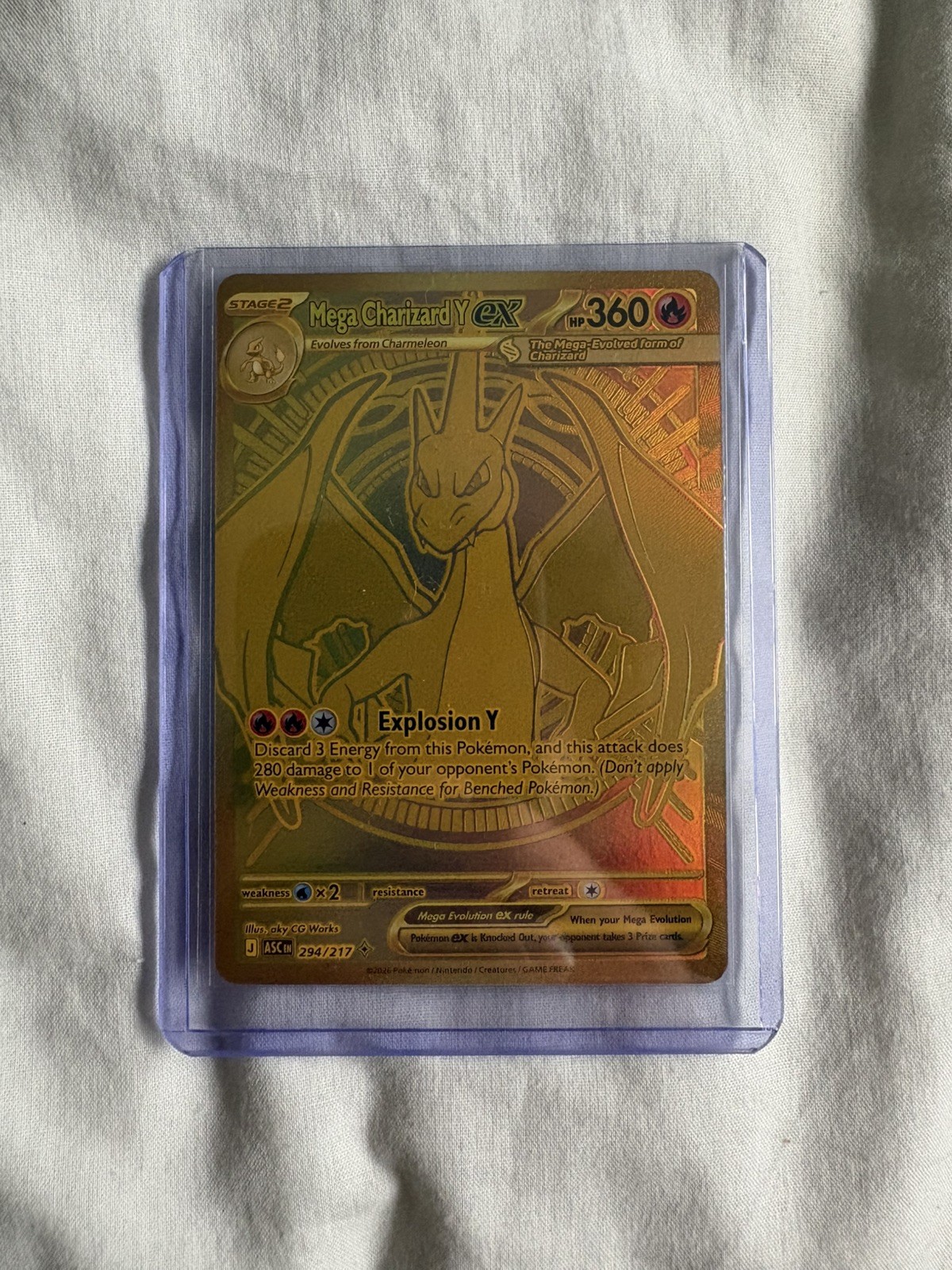 Mega Charizard Y ex 294/217 Gold Ascended Heroes Full Art Pokemon NM/M Mega Charizard Y ex 294/217 Gold Ascended Heroes Full Art Pokemon NM/M