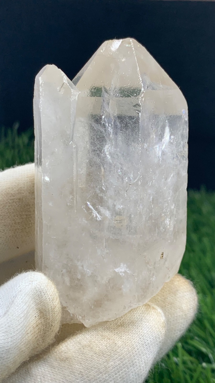 136 Gm Rare Cathedral Quartz Crystal with Hematite - Water Clear