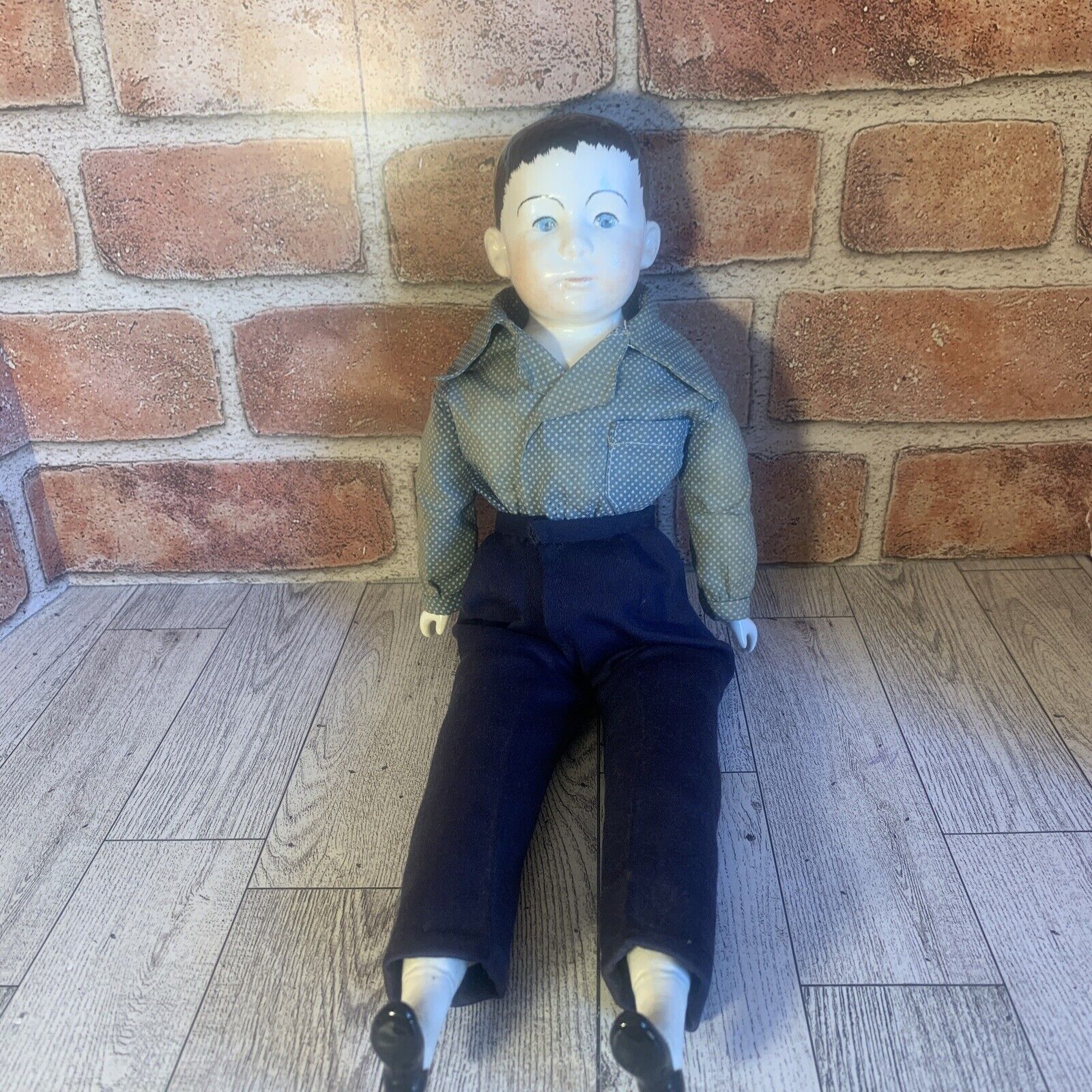 Vintage Bisque WWII German Doll 16” Porcelain Head Arms Feet Hand Painted