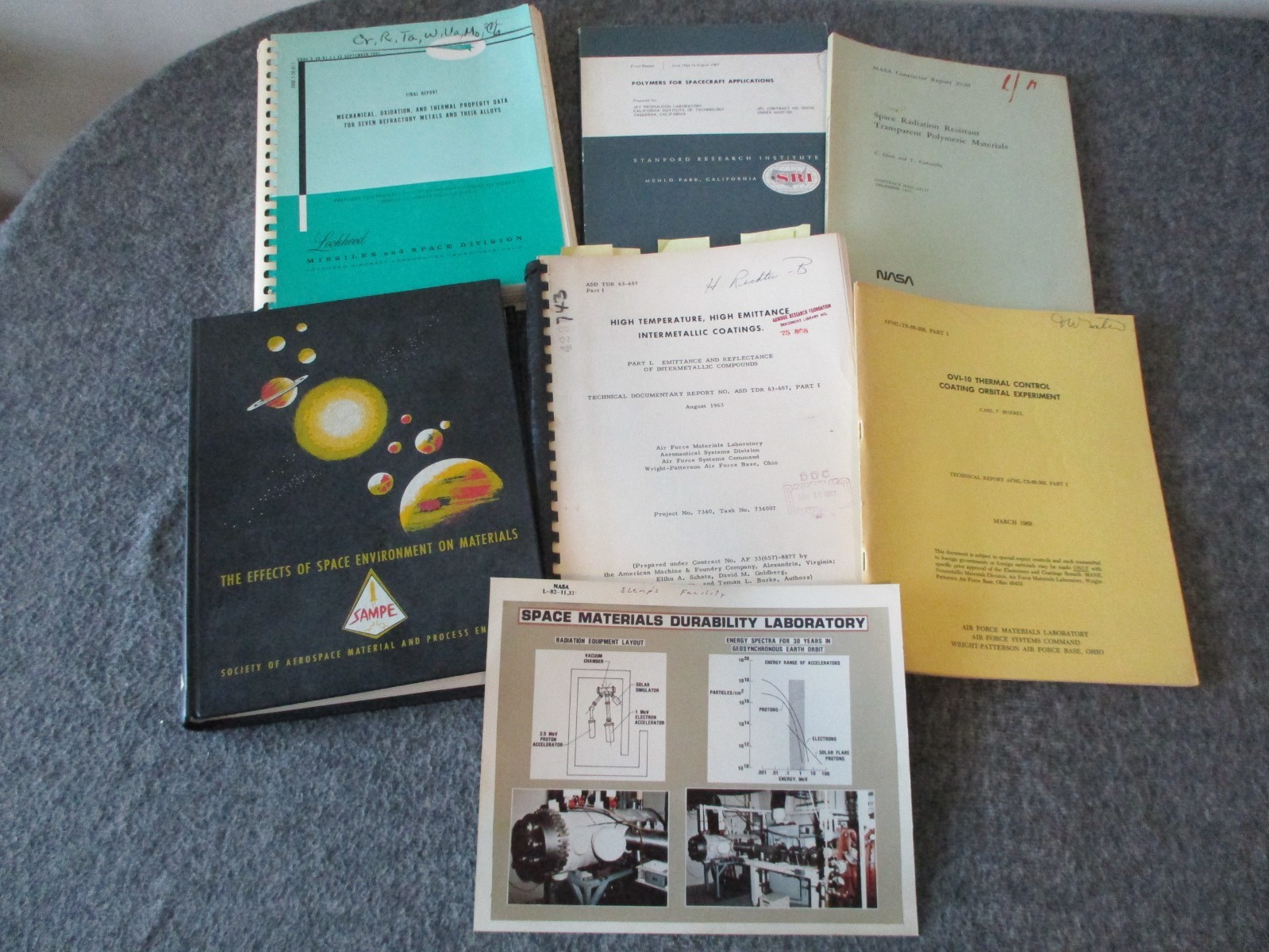 NASA USAF USN LOCKHEED SPACE MATERIALS TESTING REPORTS - COATINGS/RADIATION+ NASA USAF USN LOCKHEED SPACE MATERIALS TESTING REPORTS - COATINGS/RADIATION+