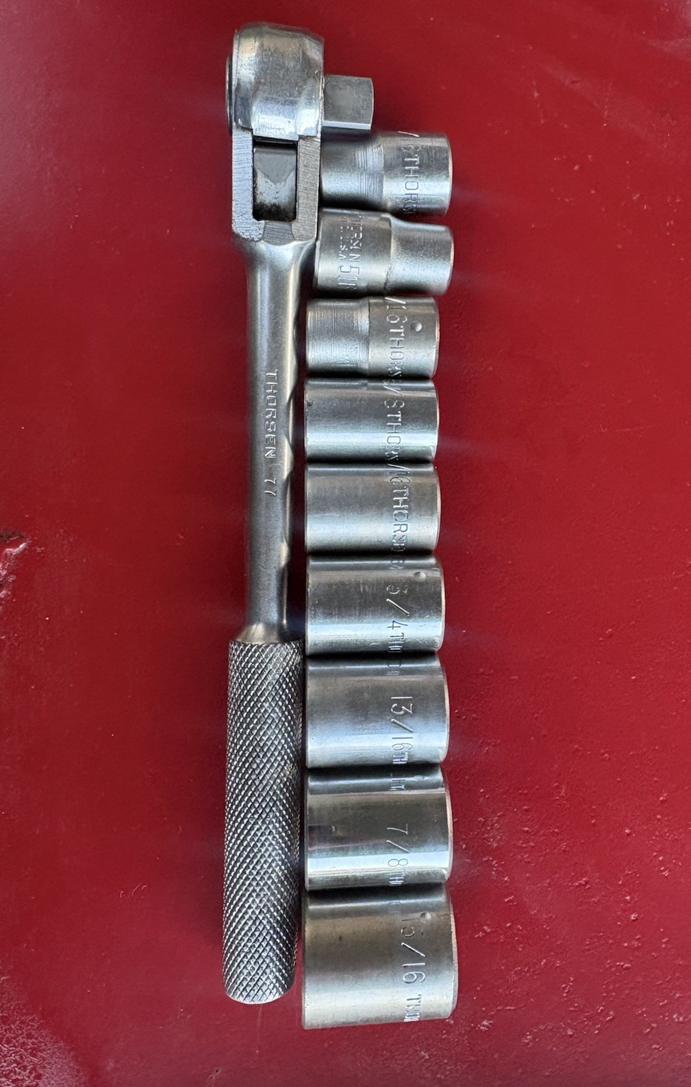 THORSEN 77 1/2 Drive Ratchet plus 1/2 Sockets MFD USA