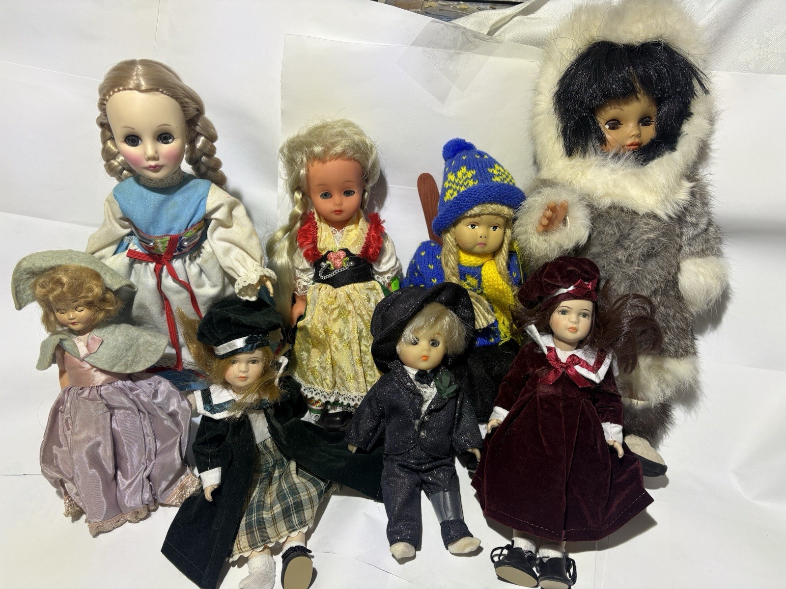 Vintage Collectible Dolls Lot of 8 Figures Articulated Many Cultures