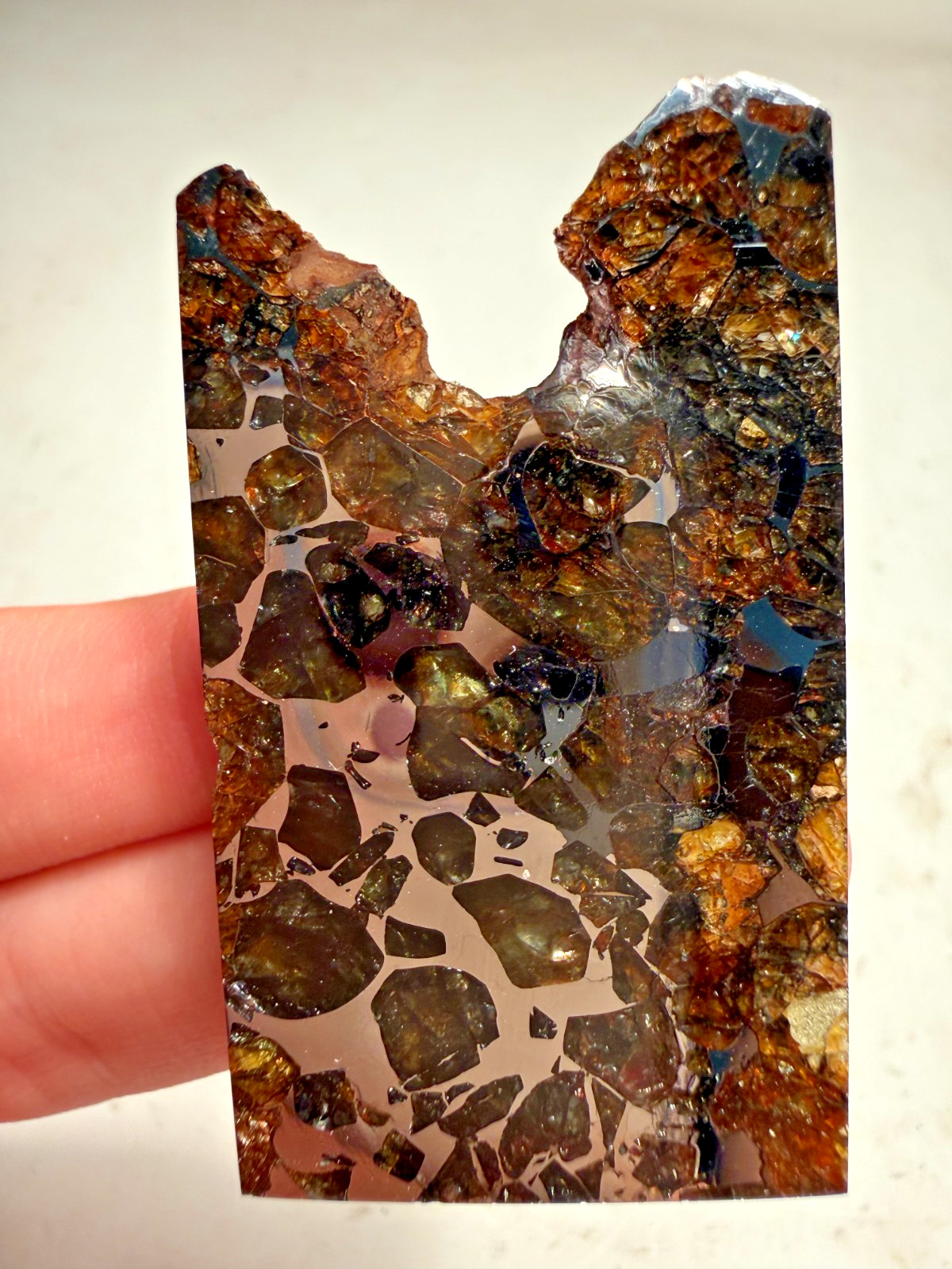 GREAT DEAL MULTI-FACED SENSATIONAL SEYMCHAN PALLASITE METEORITE 22.7 GMS