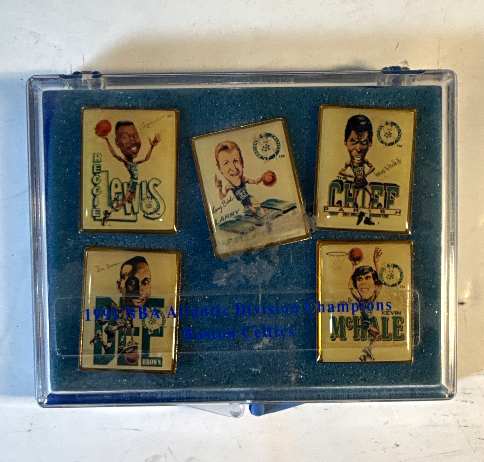 1991 Boston Celtics Atlantic Division Champions 5 Pin Set Bird McHale Parish