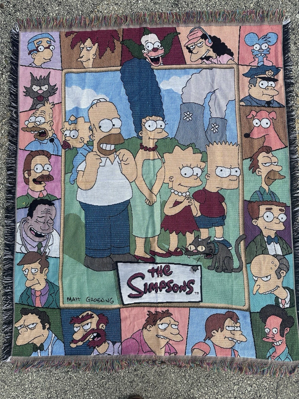 2001 The Simpsons Woven Tapestry Throw Blanket Mohawk Home 58x48 USA