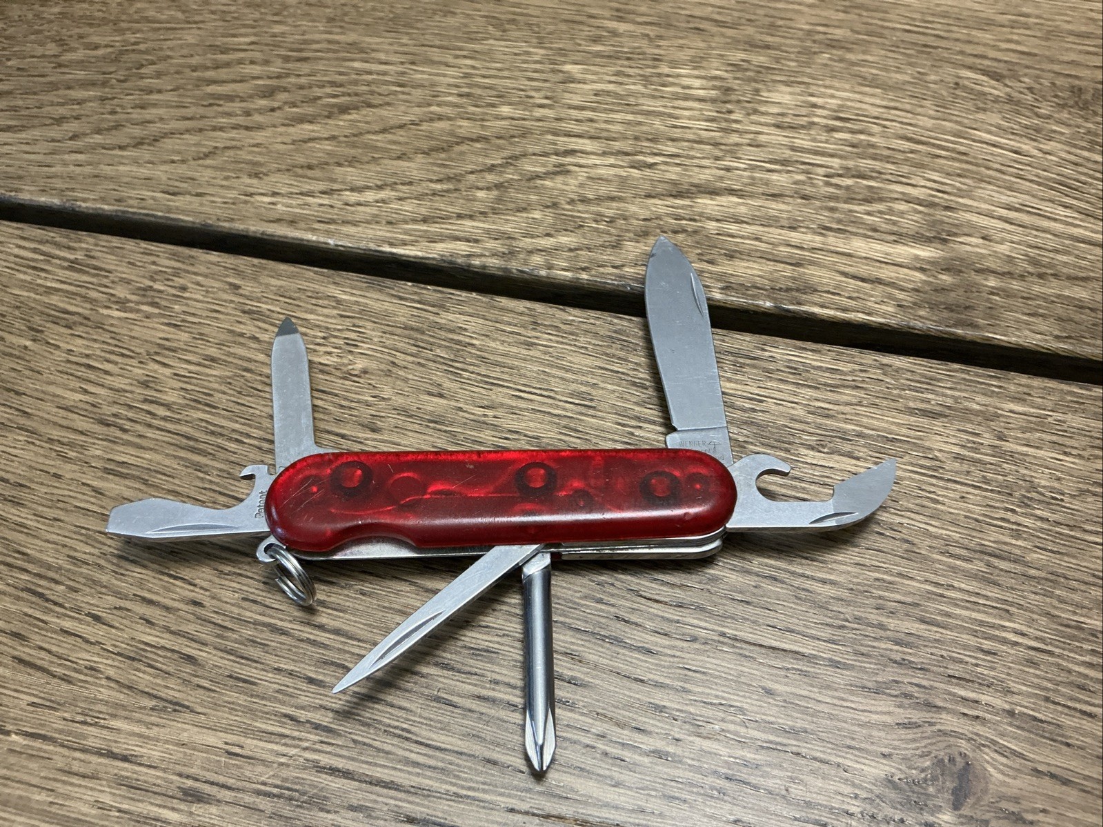 Vintage Wenger Delemont Highlander Translucent Red Swiss Army Knife
