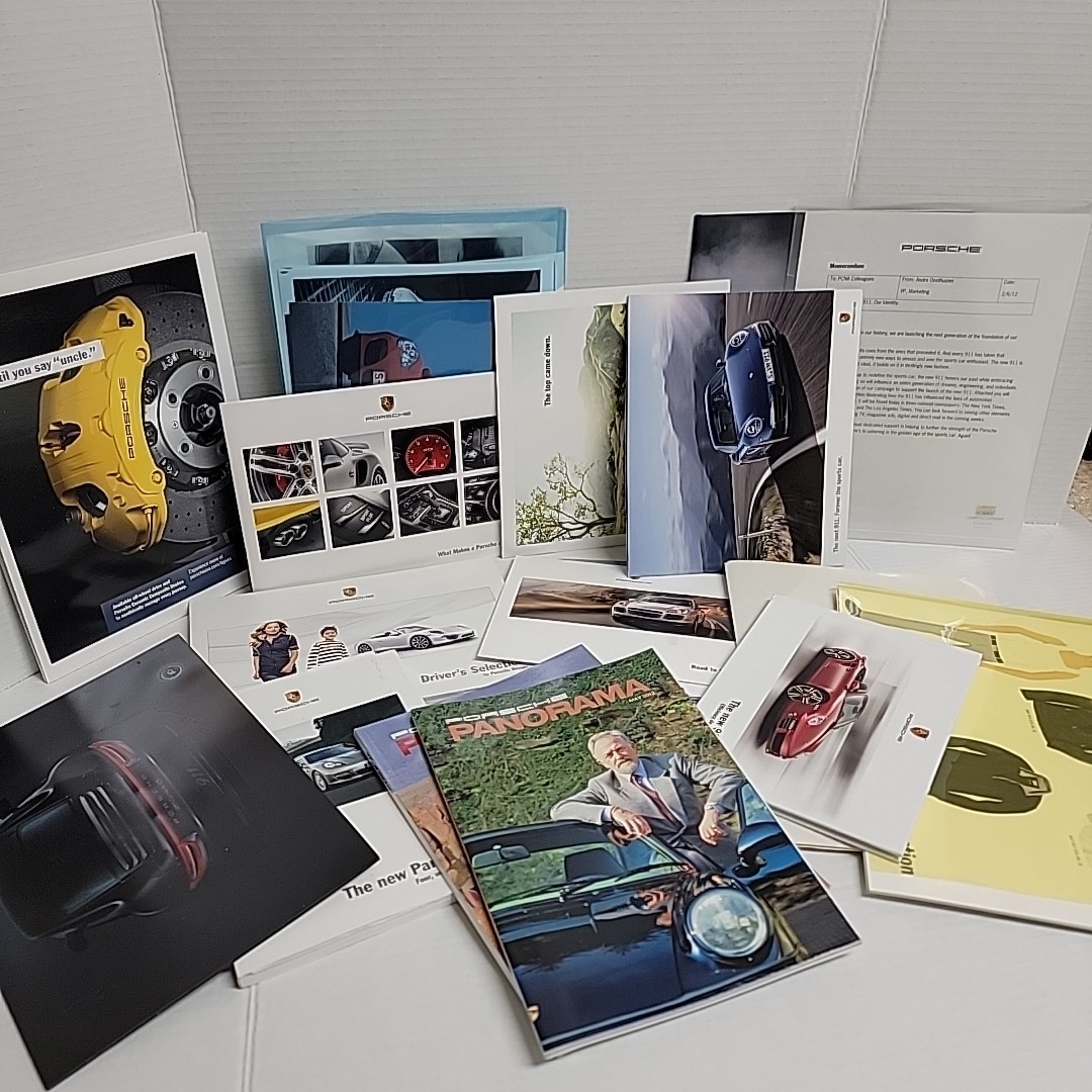 PORSCHE Auto Ephemera Lot Brochures Photos Marketing Advertising Memorabilia WOW