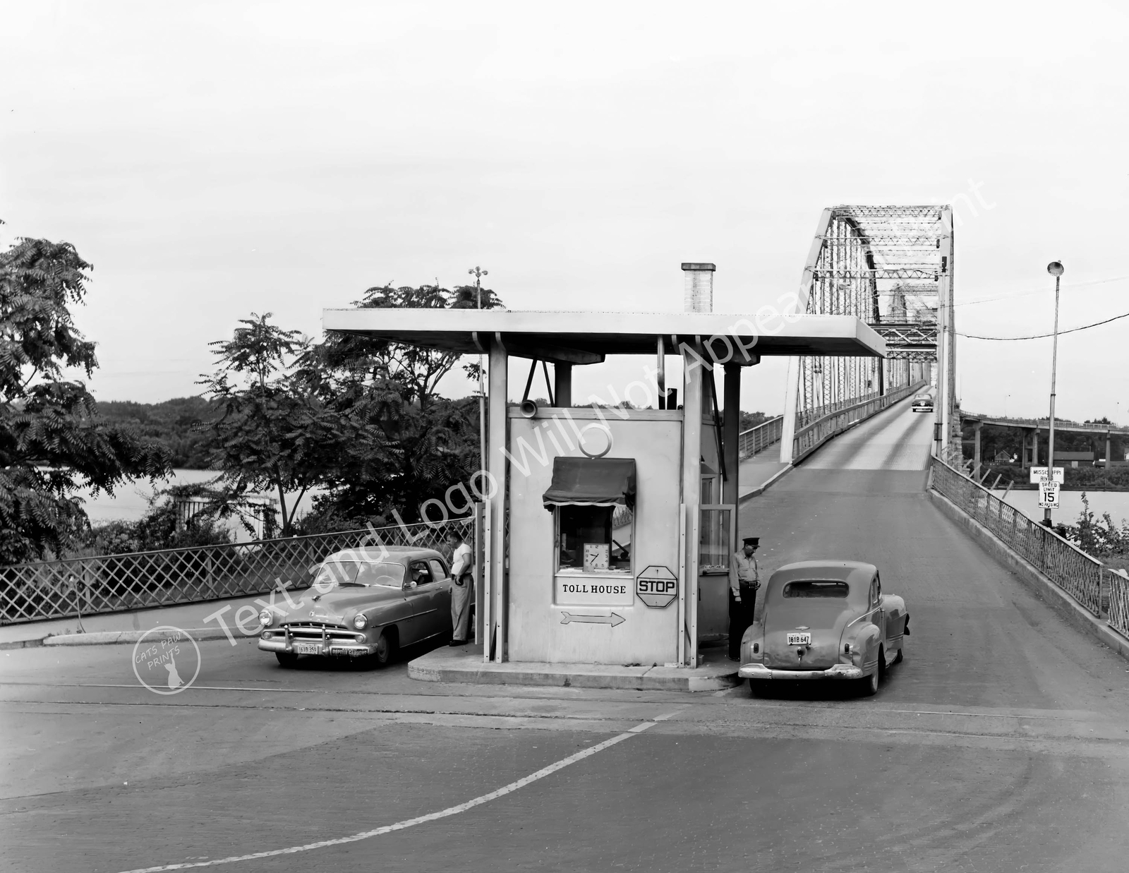 1951 Toll Bridge Between Fulton, Illinois and Clinton, Iowa Old Photo Reprint 1951 Toll Bridge Between Fulton, Illinois and Clinton, Iowa Old Photo Reprint