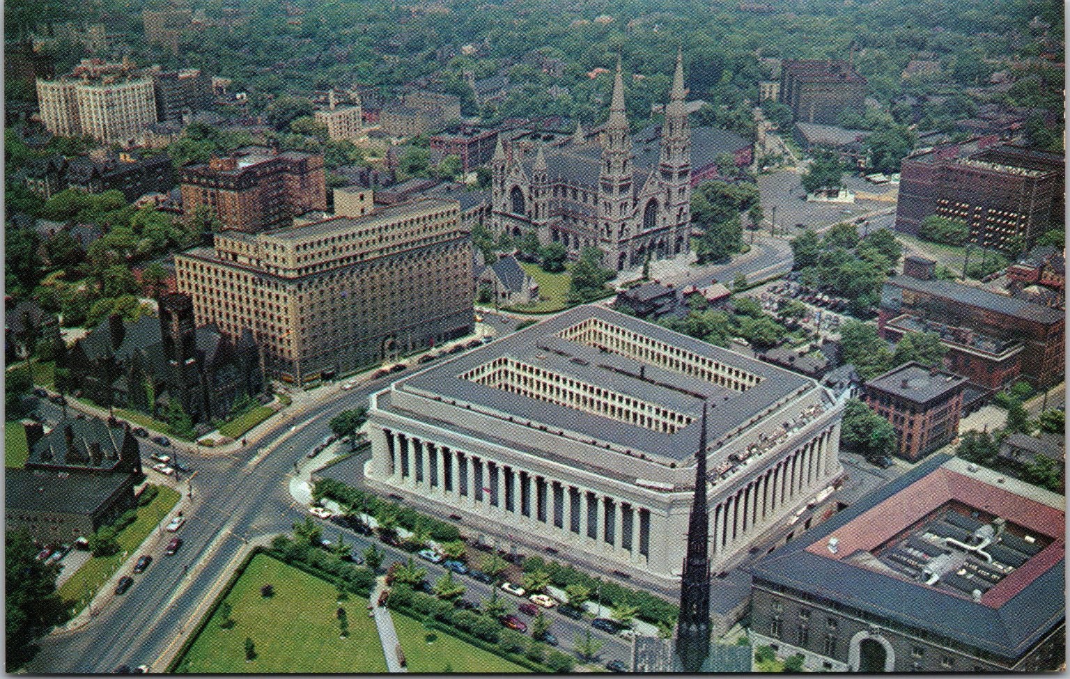 Pittsburgh PA Civic Center Mellon Institute Aerial View Kodachrome Postcard Pittsburgh PA Civic Center Mellon Institute Aerial View Kodachrome Postcard