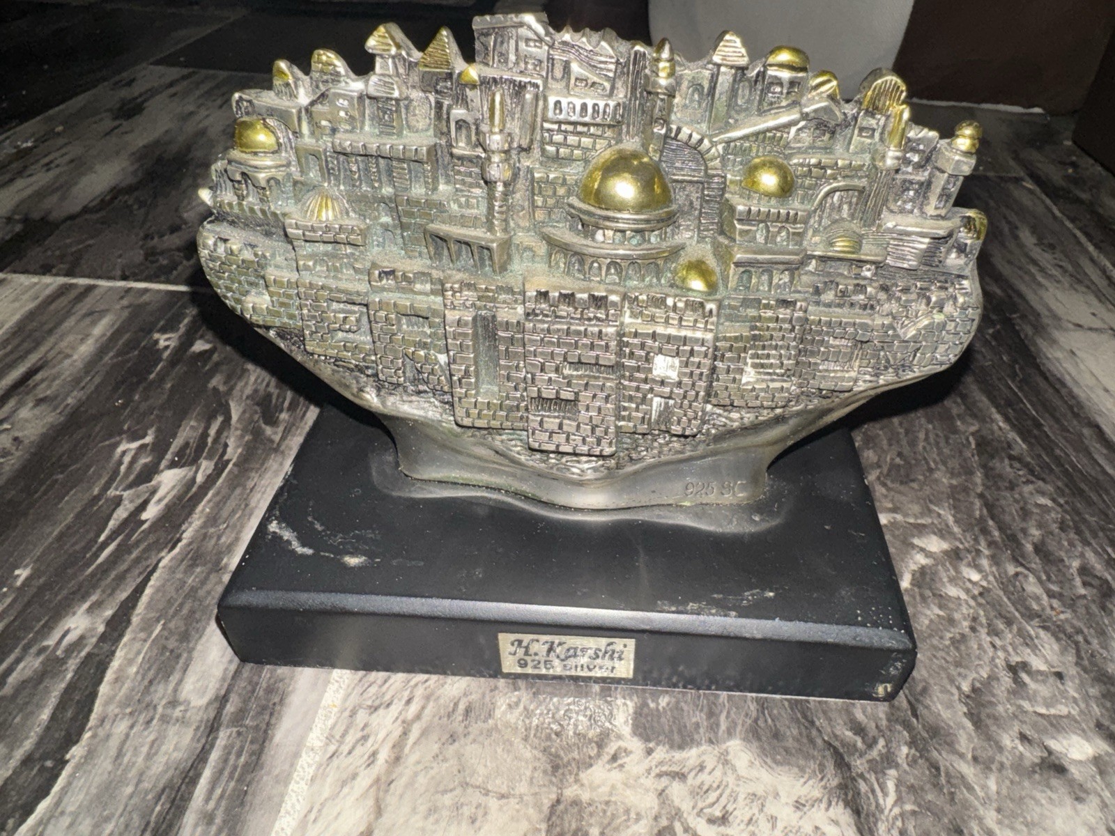H. Karshi Jerusalem City Sculpture 925 Silver Vintage 4.5\