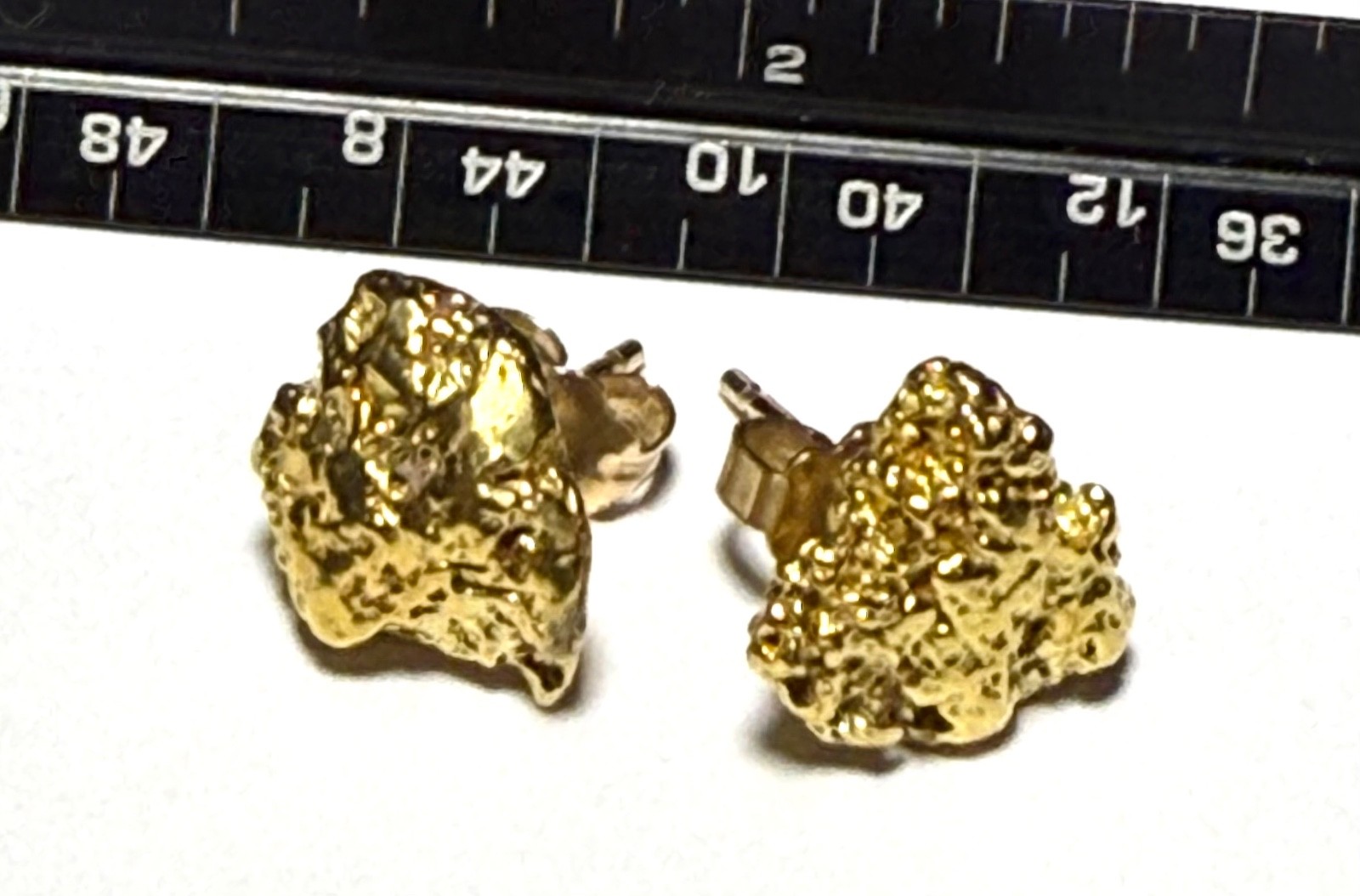 Vintage Alaska Gold Nugget Earrings, High Karat with 14K Stems & Backs Vintage Alaska Gold Nugget Earrings, High Karat with 14K Stems & Backs