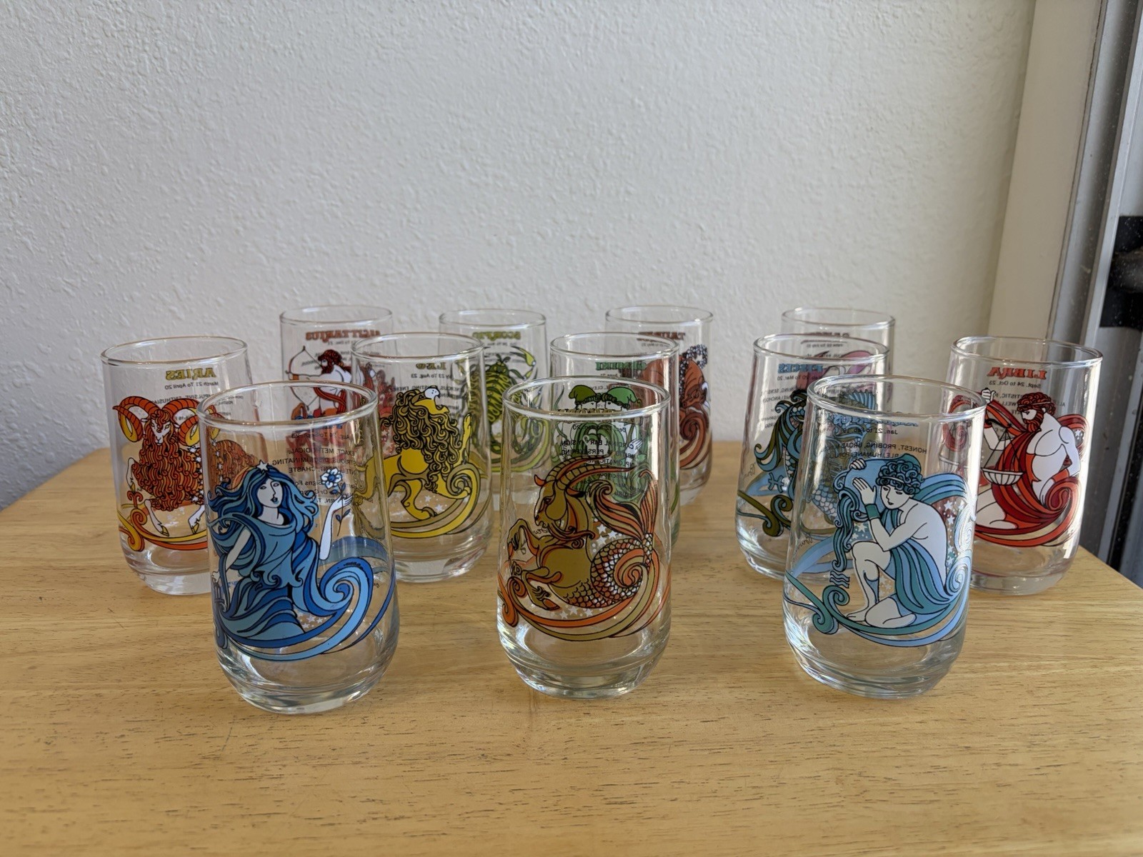 Vintage 1976 RARE COMPLETE SET Arby\'s Promo Glass Beverly KMA Astrology Zodiac Vintage 1976 RARE COMPLETE SET Arby\'s Promo Glass Beverly KMA Astrology Zodiac