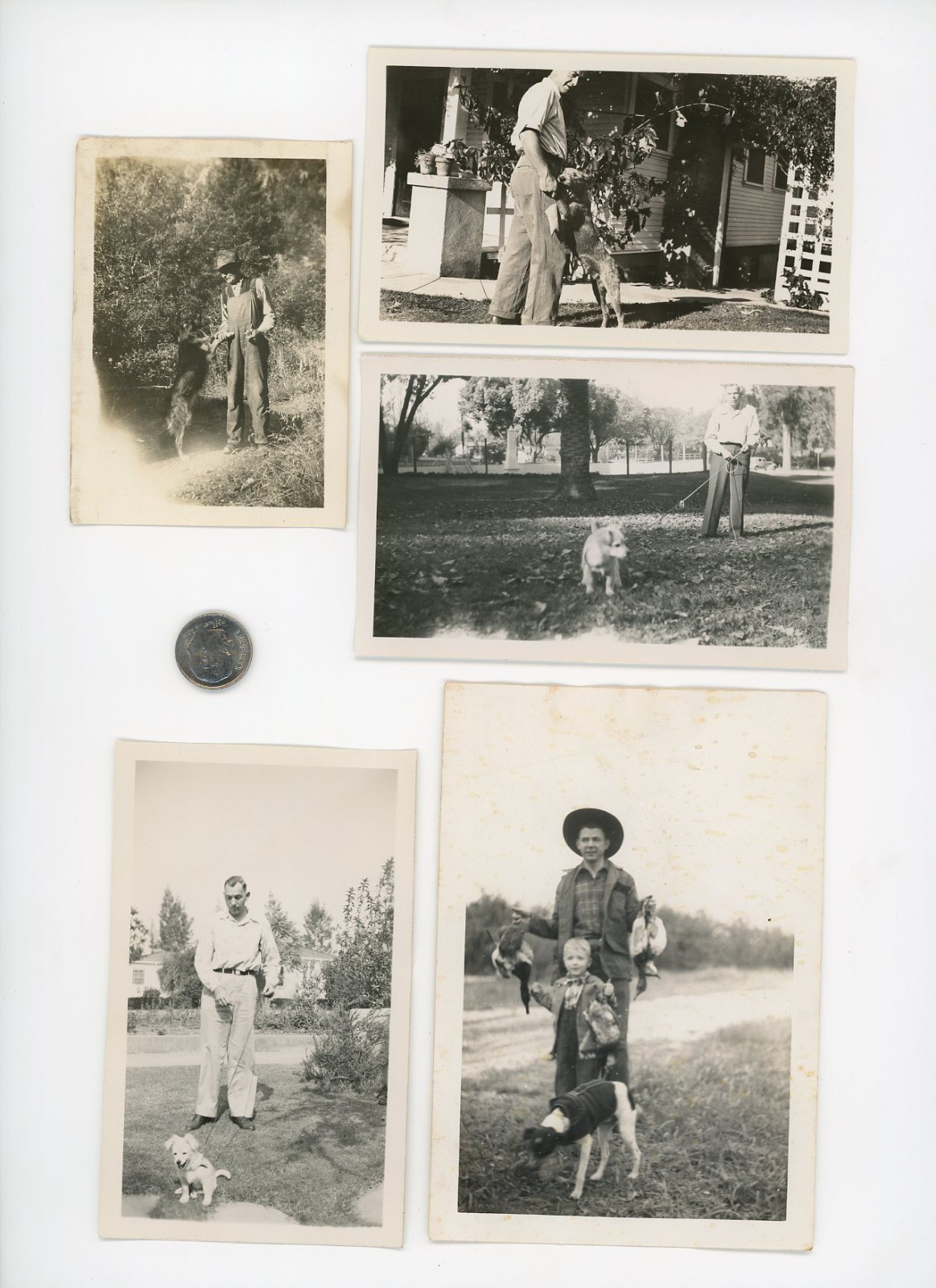 (5) Vintage PUPPY photos / MEN & DOGS of the Canine Variety - Man\'s Best Friend