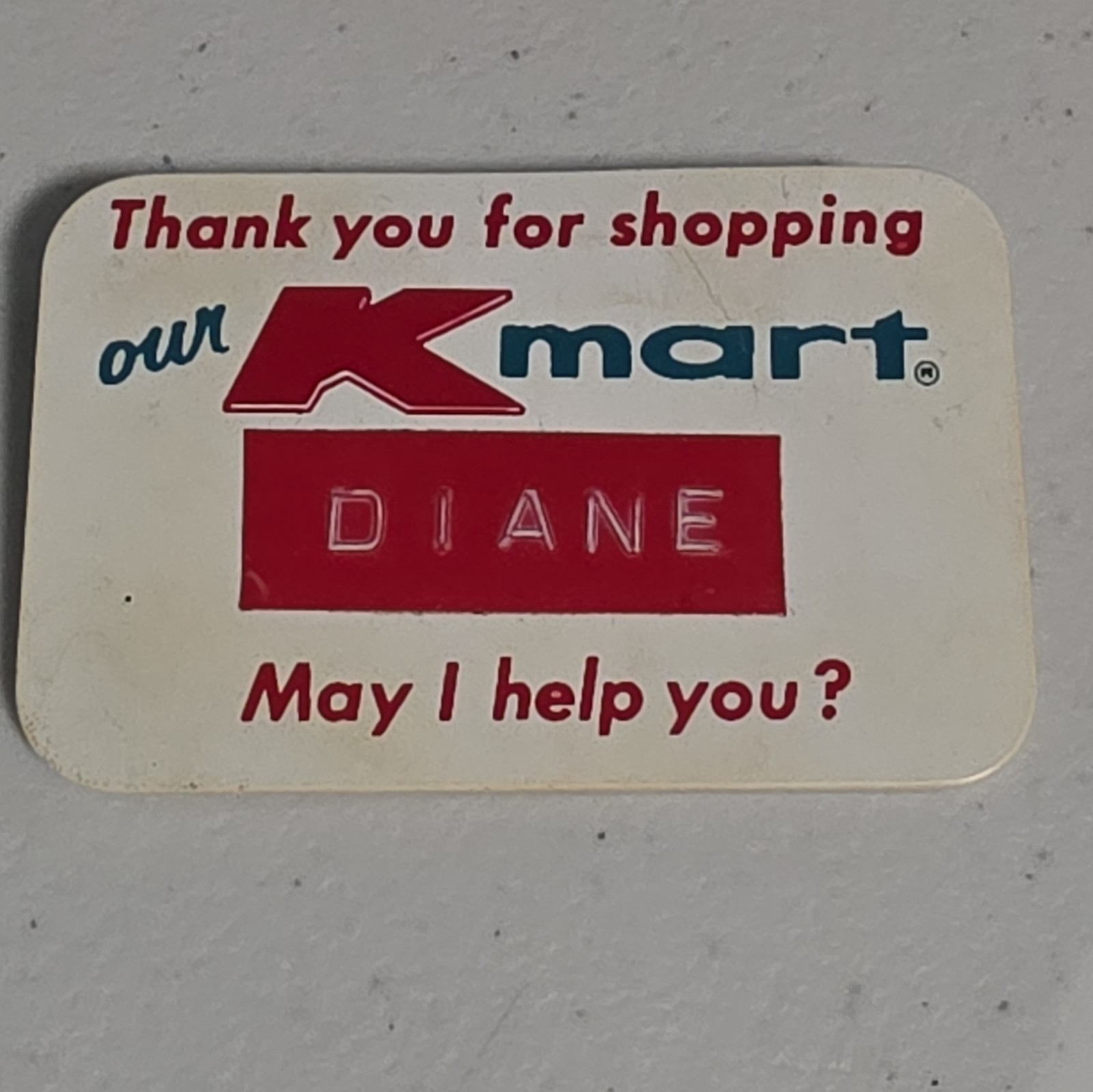 Vtg 1980s Kmart Department Box Store Employee Diane Name Tag Badge CHERYL