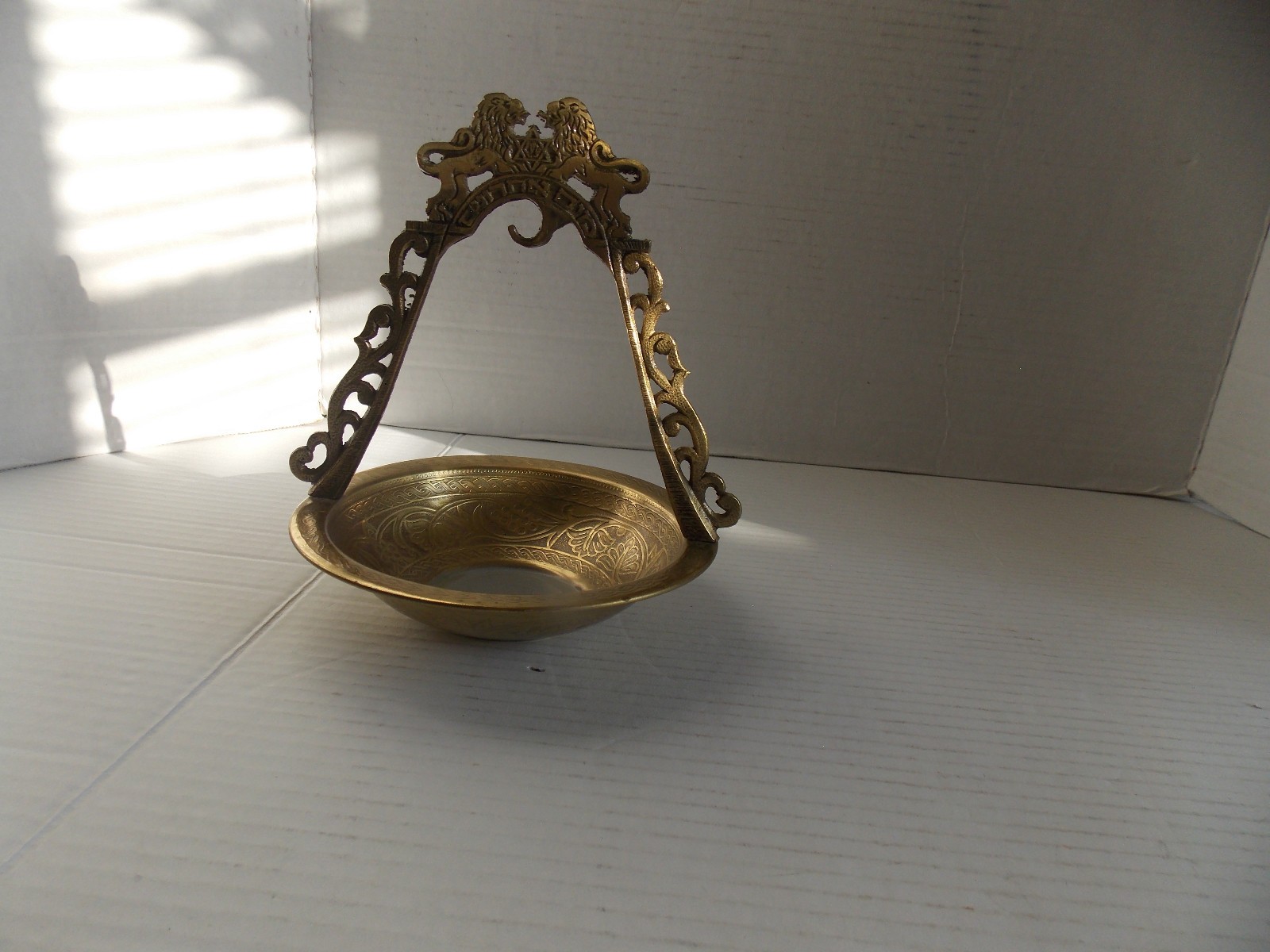 Israel MAYIM ACHRONIM BRASS JEWISH HAND WASHING Bowl Lion  Brass Bowl 7,5\